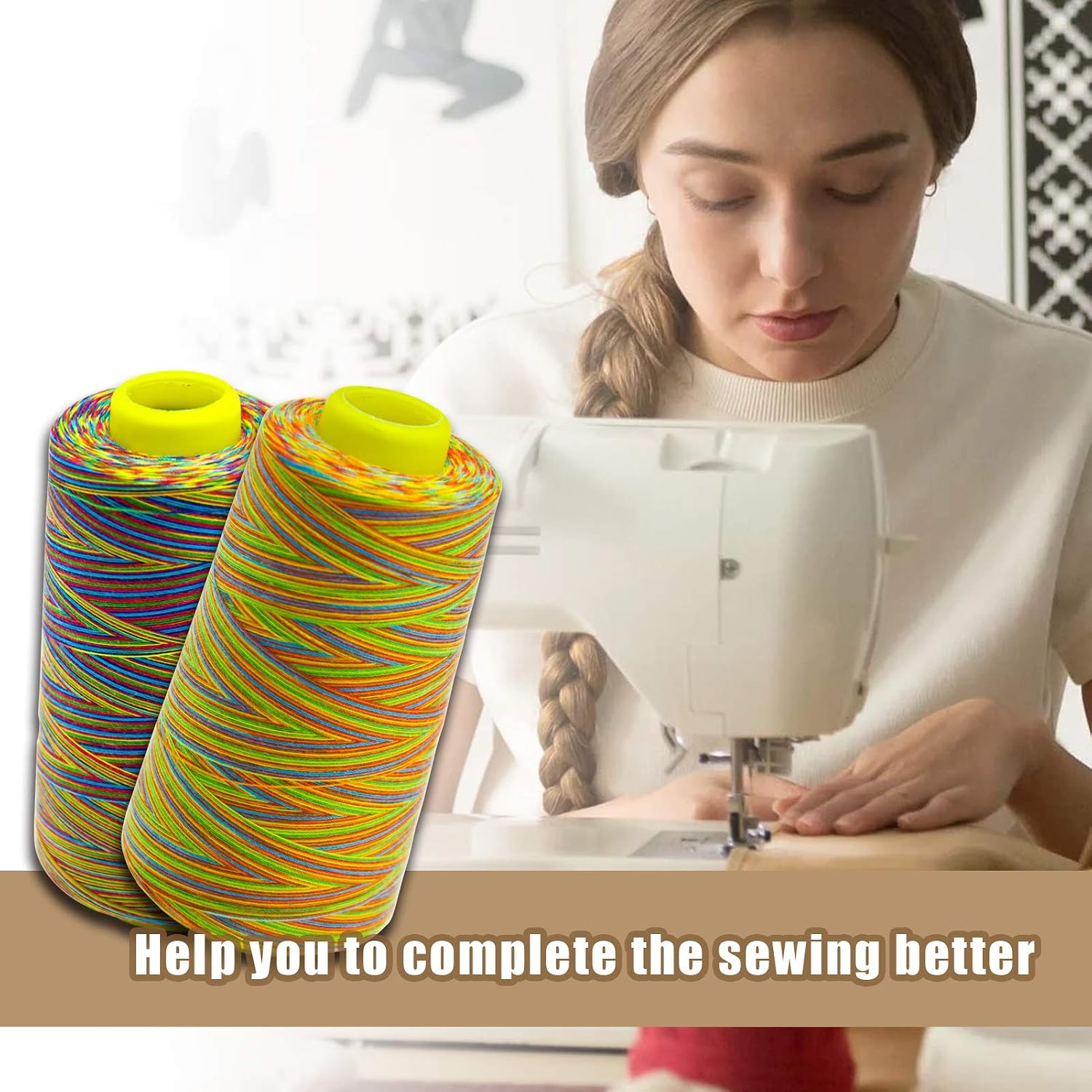 Black Serger Thread, All-Purpose Thread for Sewing, Polyester, 4 Cones of 3000 Yards Each Spool for Sewing Machine