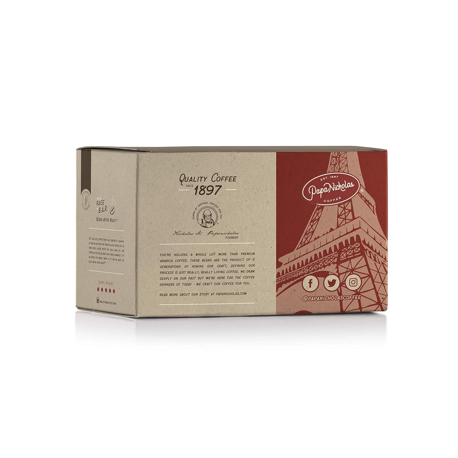 Papanicholas Coffee Single Serve Coffee Cups, Fits Keurig K Cup Brewers, Coffee Pods Hawaiian Islands Blend,12 Ounce