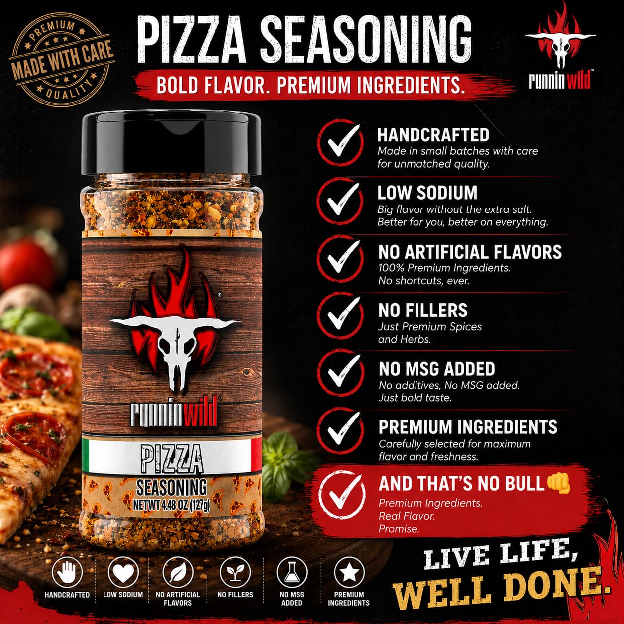 Gourmet Brisket Seasoning | Brisket Rub for Smoker or Grill | No Artificial Flavors | No MSG added | Runnin’ Wild Foods, 6.4 ounces
