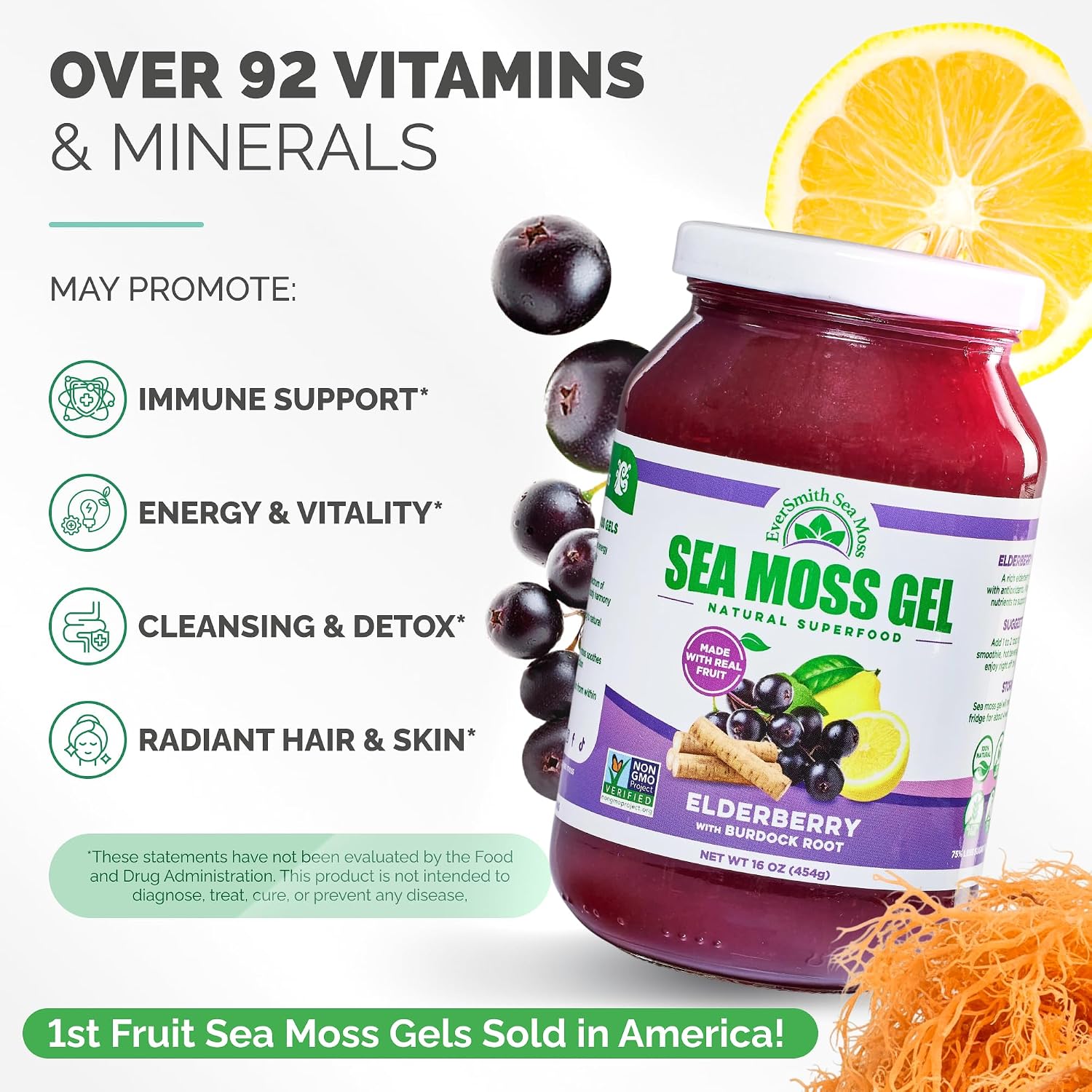 EverSmith Organics Wildcrafted Irish Sea Moss Gel, Mango Pineapple, 1 Jar