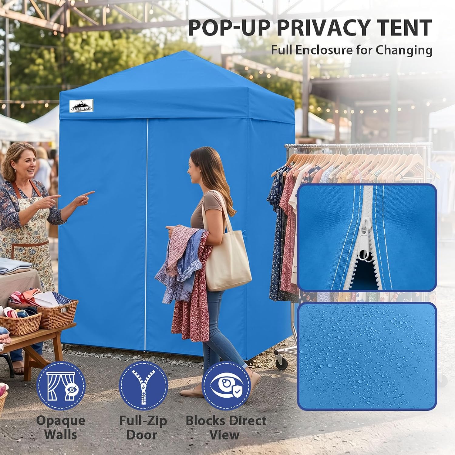 EAGLE PEAK 4x4 Pop Up Changing Tent, Outdoor Changing Room, Gray/White