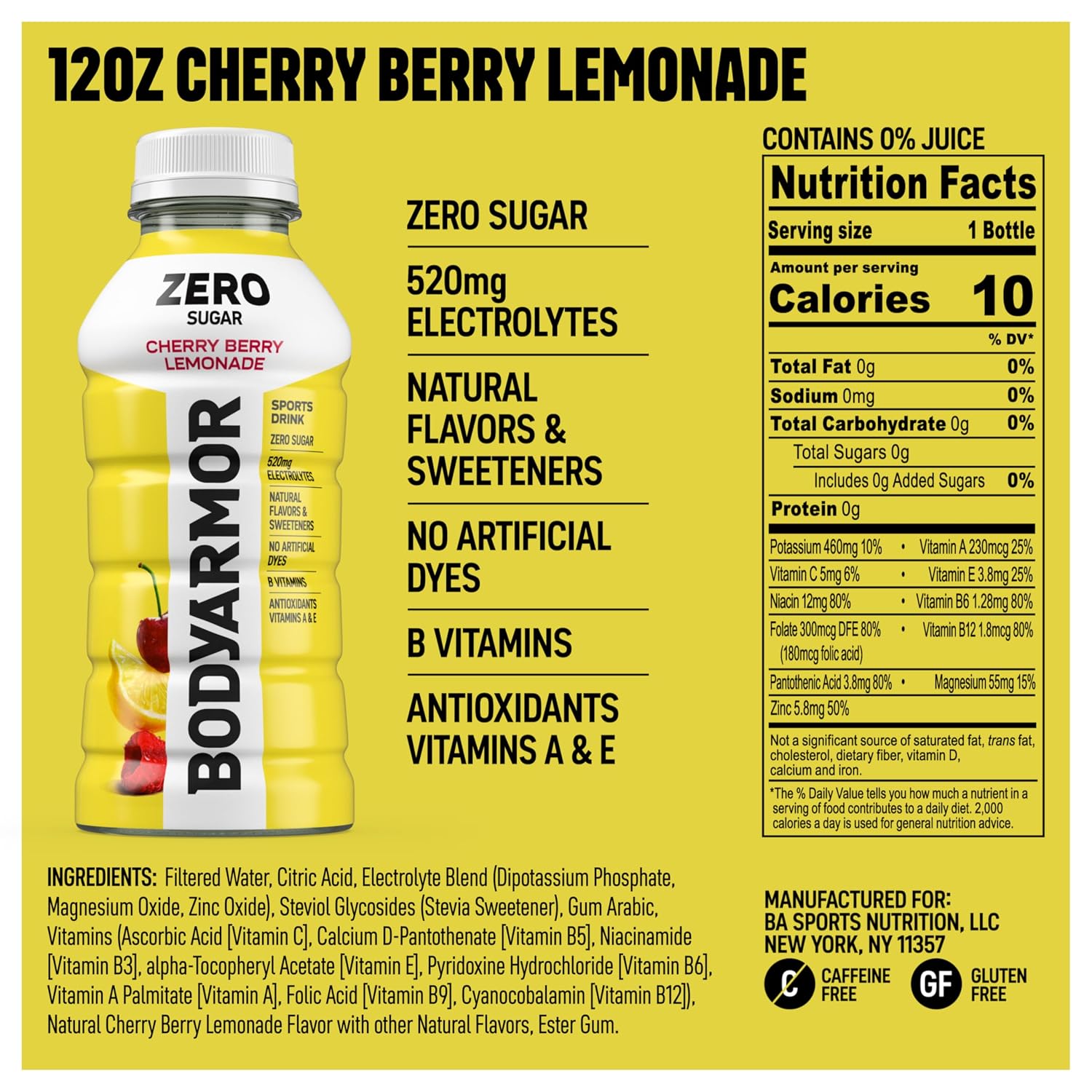 BODYARMOR LYTE Sports Drink, Peach Mango Electrolyte Drink, 12 Oz (8 Pk)