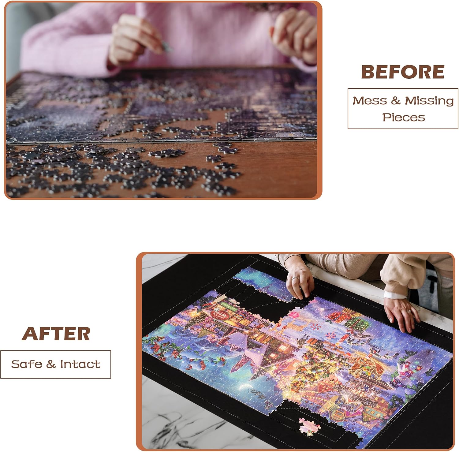 Lavievert 1500 Piece Jigsaw Puzzle Mat Roll Up with Auxiliary Line Design