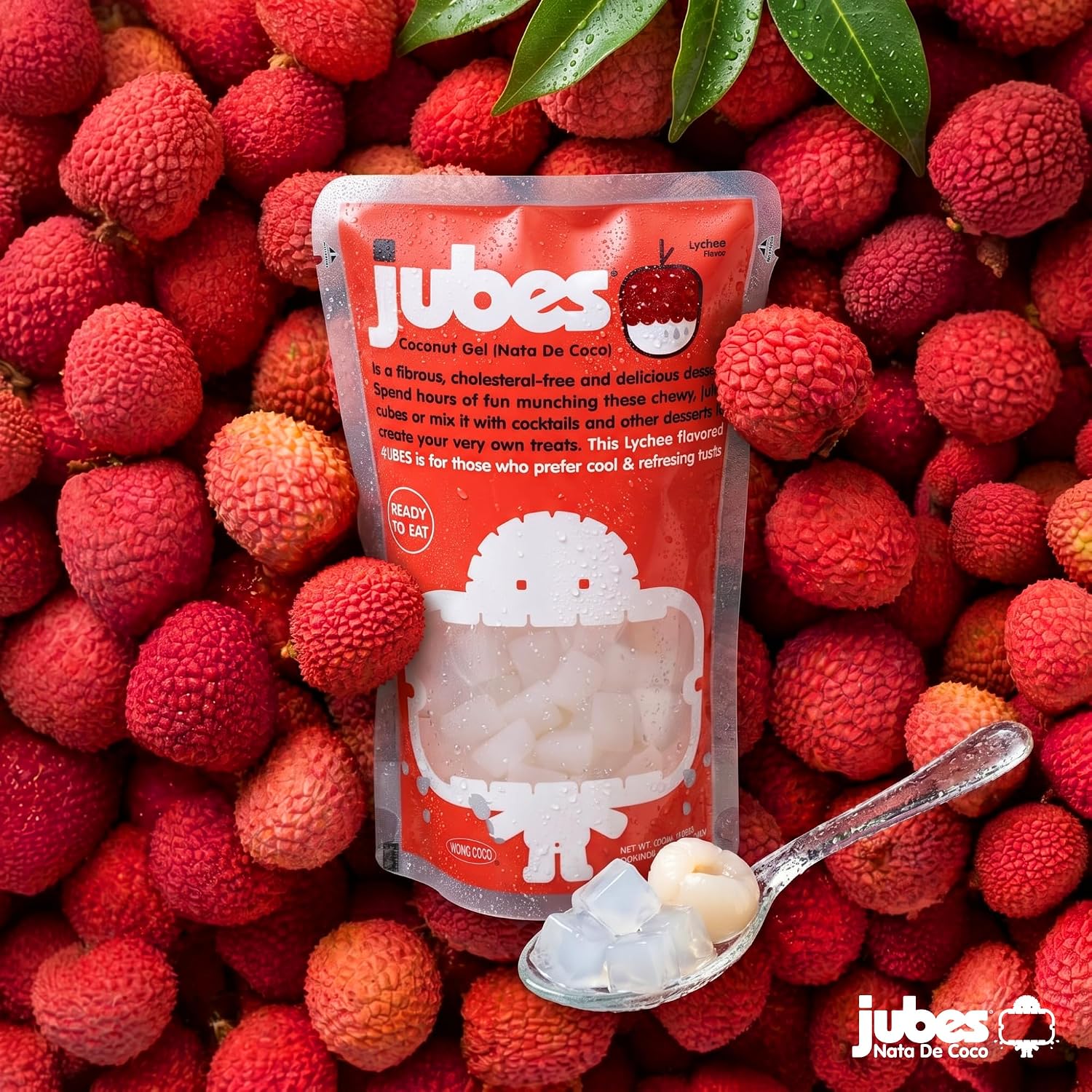 Jubes Pandan Nata De Coco Jelly Cubes (12.7 oz, Pack of 3) - Pandan Coconut Jelly Cubes for Sago - Coconut Gel in Syrup Toppings for Fruit Tea, Boba, Bubble Tea, Drinks, Desserts Yogurt, Ice Cream, Beverage