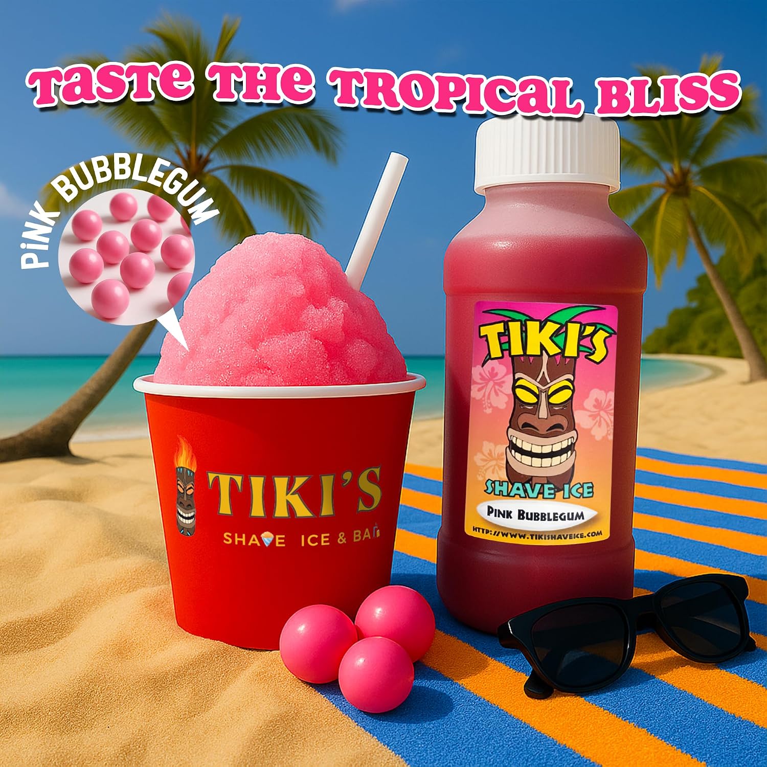 Tiki's Shave Ice Syrup Concentrate for Snow Cones & Shaved Ice - Natural Syrup for Beverages & Desserts - Ideal for Snow Cone