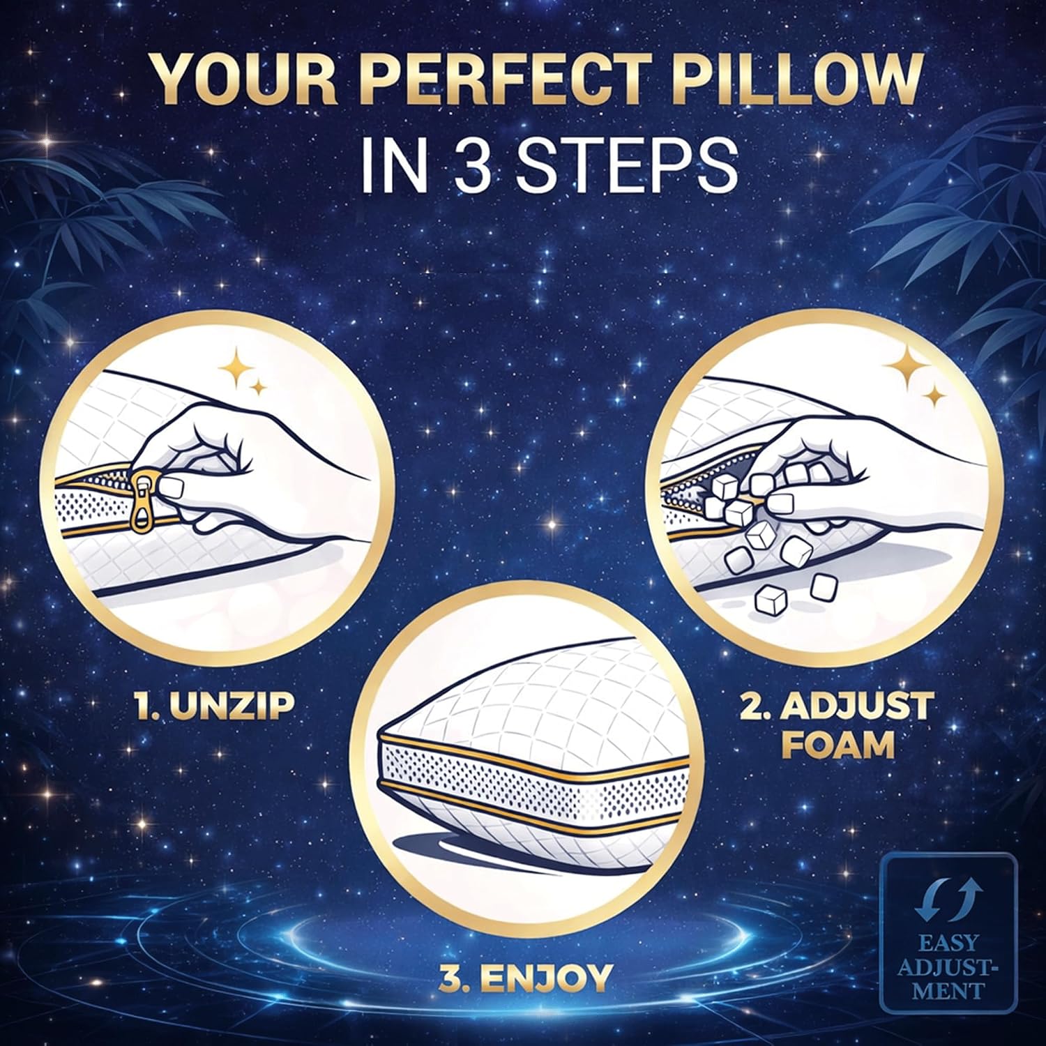 Royal Therapy Queen Size Set of 2-Shredded Memory Foam Pillow–Adjustable Memory Foam Pillow for Sleeping, Firm Pillow for Neck & Shoulder Support