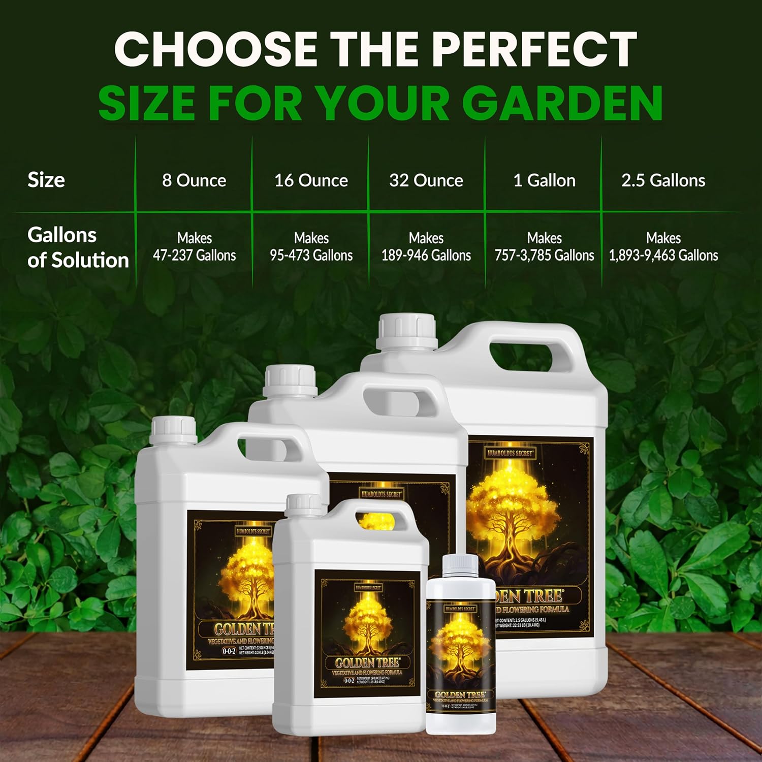 Humboldts Secret Golden Tree Liquid Plant Food | Enhances Growth Indoors or Outdoors | All-in-One Plant Nutrients for Vegetables, Trees, Flowers, Fruits, Roses, Lawns, Tomatoes | 16 Ounce