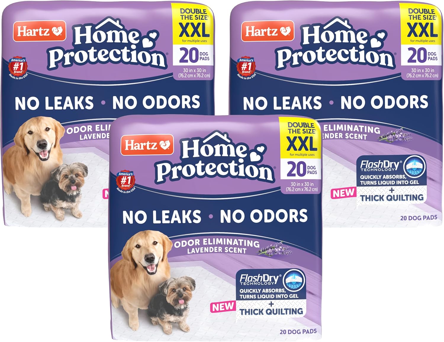 Hartz Home Protection Super Absorbent Odor Eliminating Lavender Scented No Leak Dog Pads, XXL 20 count