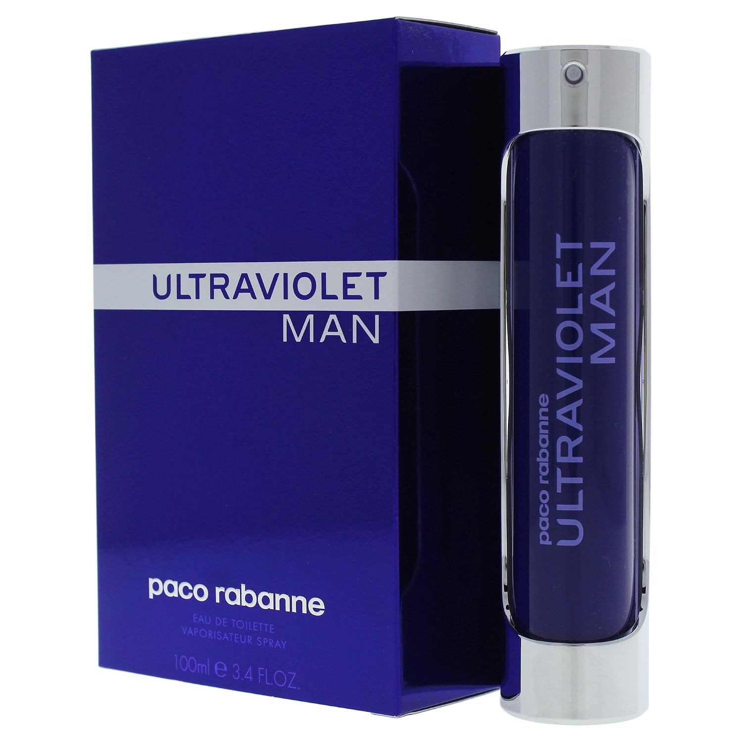 Paco Rabanne Ultraviolet Perfume For Men - Woody Oriental Fragrance - Opens With Notes Of Mint And Spicies - Blended With Amber And Vetiver - Long Lasting Scent - Eau De Toilette Spray - 3.4 Oz