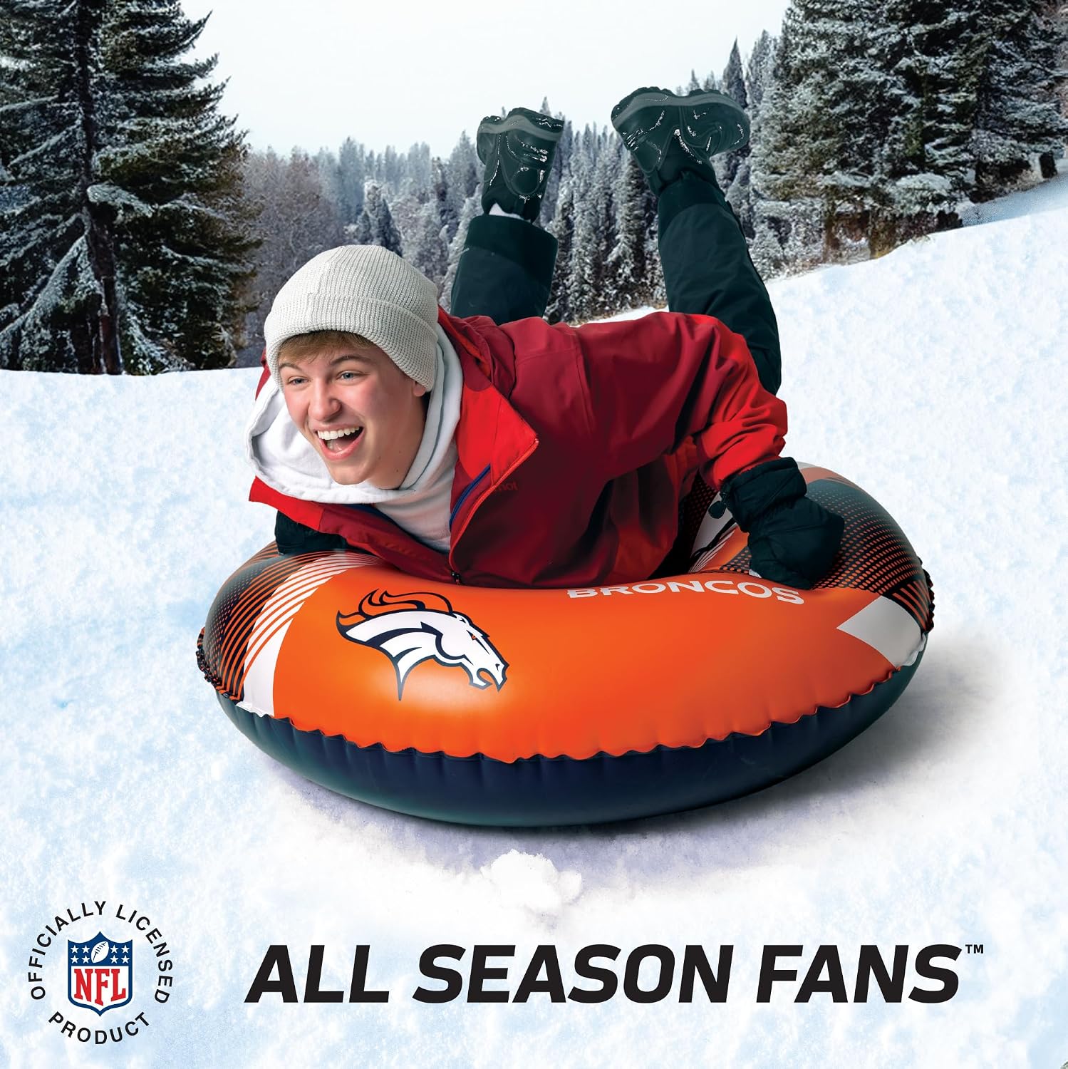 Big Mouth Inc NFL Snow Tube, Heavy Duty Inflatable Snow Sled for Winter Tubing, Ride-On Snow Tube with Handles for Kids and Adults, Outdoor Winter Fun and Football Fan Gifts