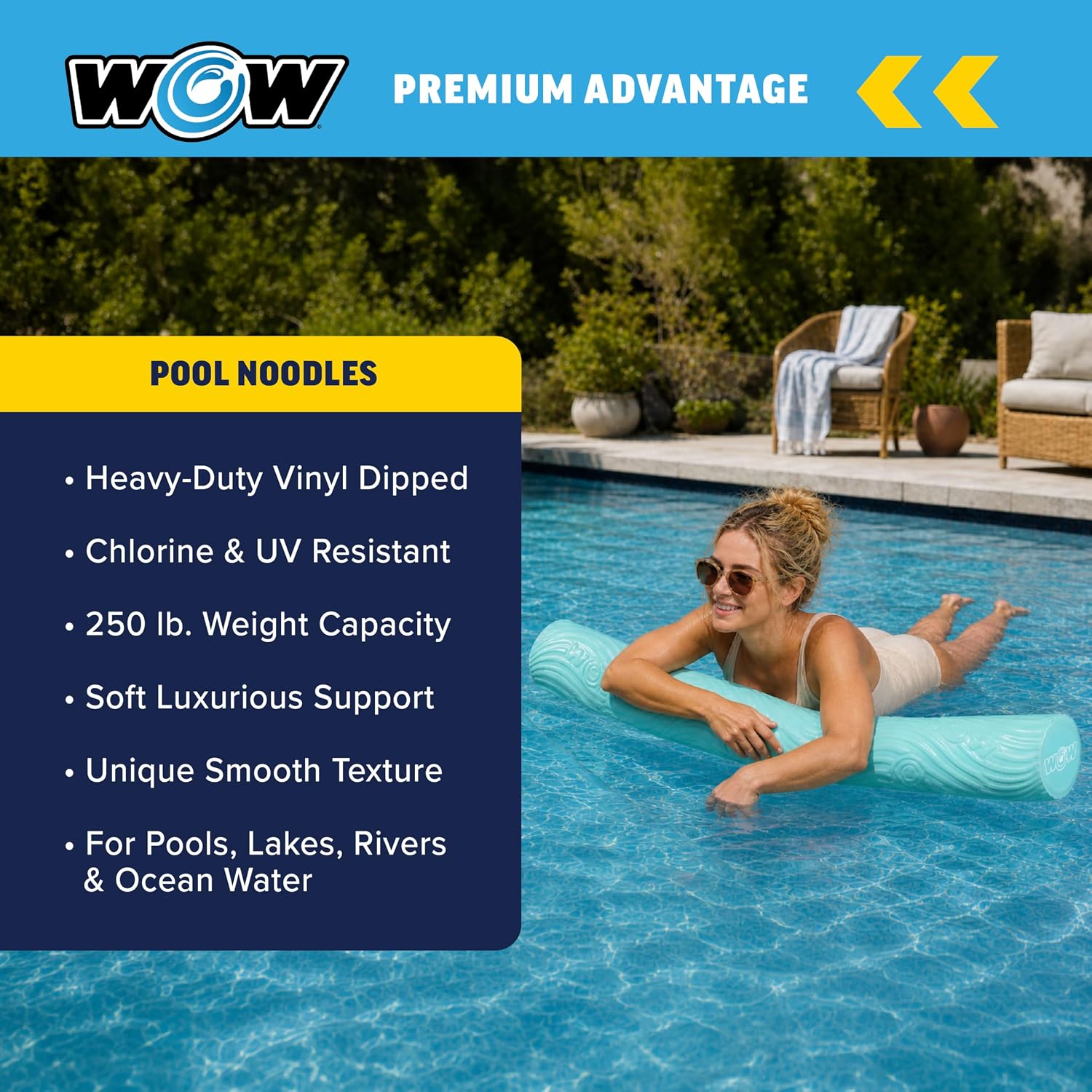 World of Watersports First Class Foam Pool Noodles for Swimming and Floating, Pool Floats, Lake Floats
