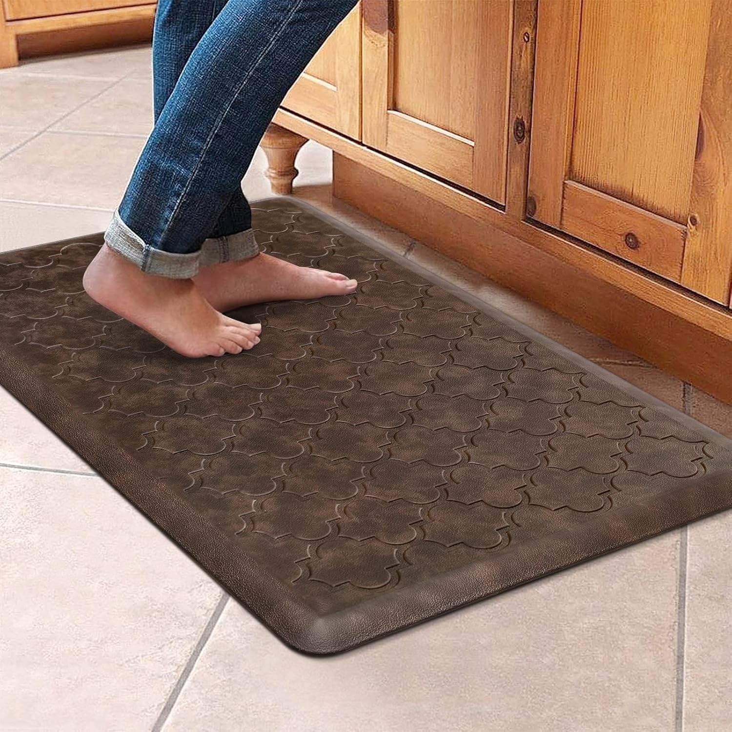 WISELIFE Kitchen Mat Cushioned Anti Fatigue Floor Mat, 17.3"x60", Thick Non Slip Waterproof Kitchen Rugs and Mats, Standing Mat for Floor, Home