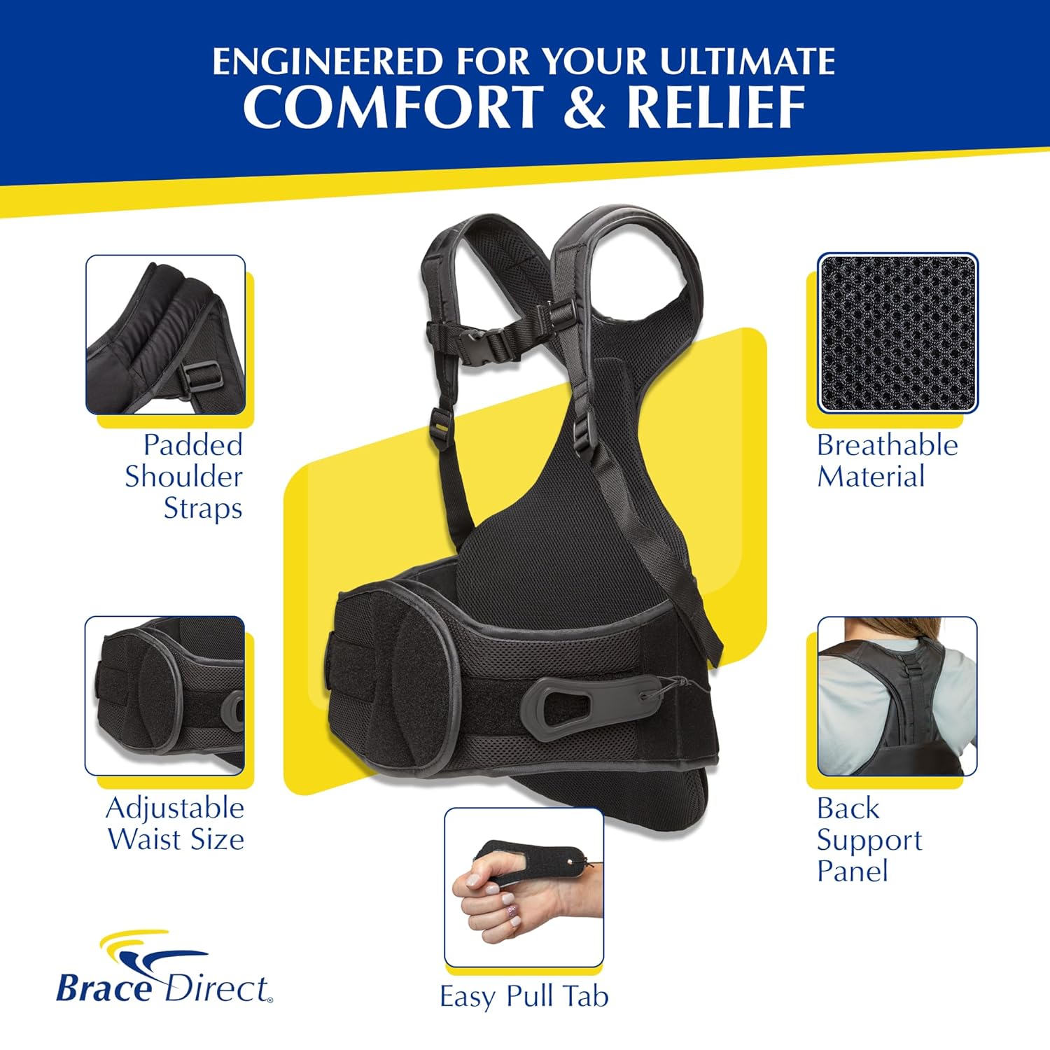 TLSO Full Back Brace for Scoliosis, Kyphosis & Fracture L0457 | Thoracic & LSO back support that eases herniated disc, spinal stenosis, DDD