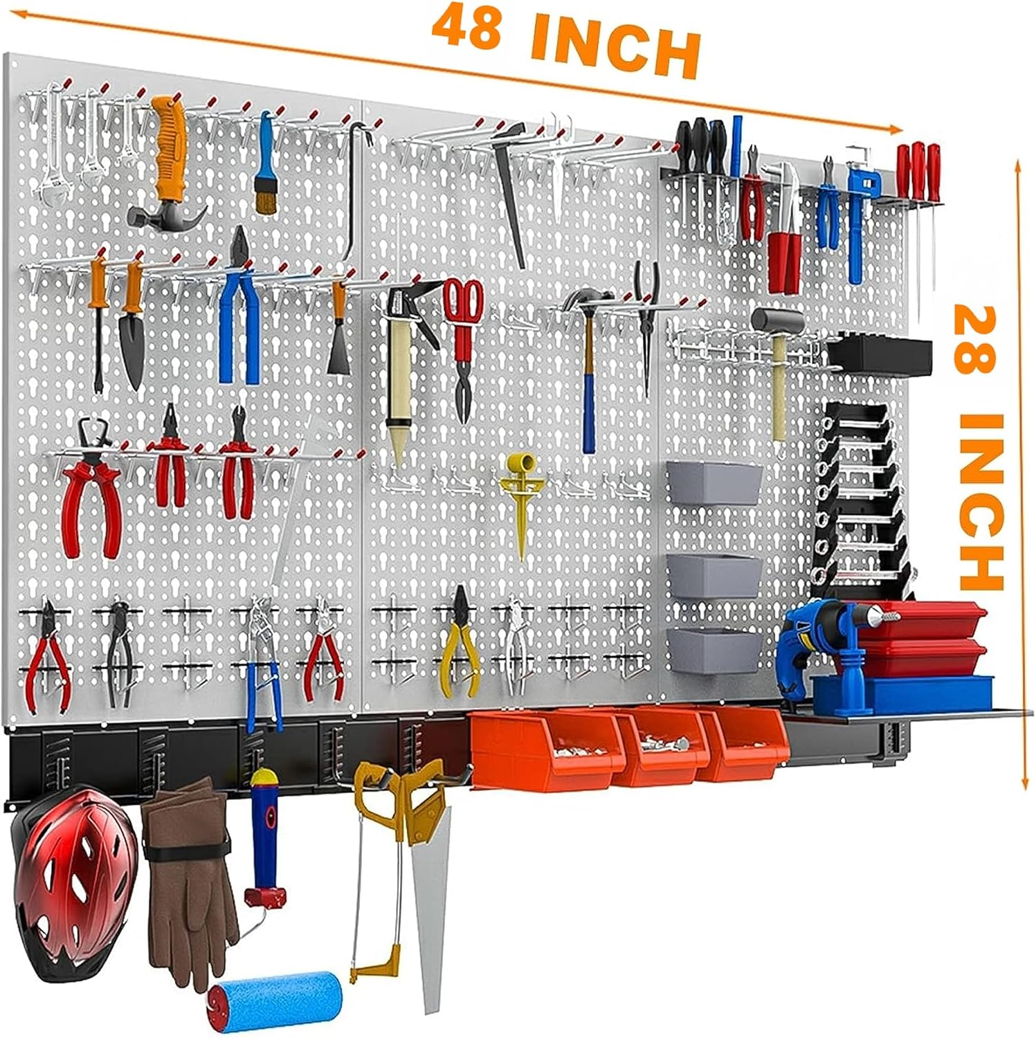 TORACK 109 PCS Pegboard Wall Organizer 48x24 in, Garage Metal Pegboard
