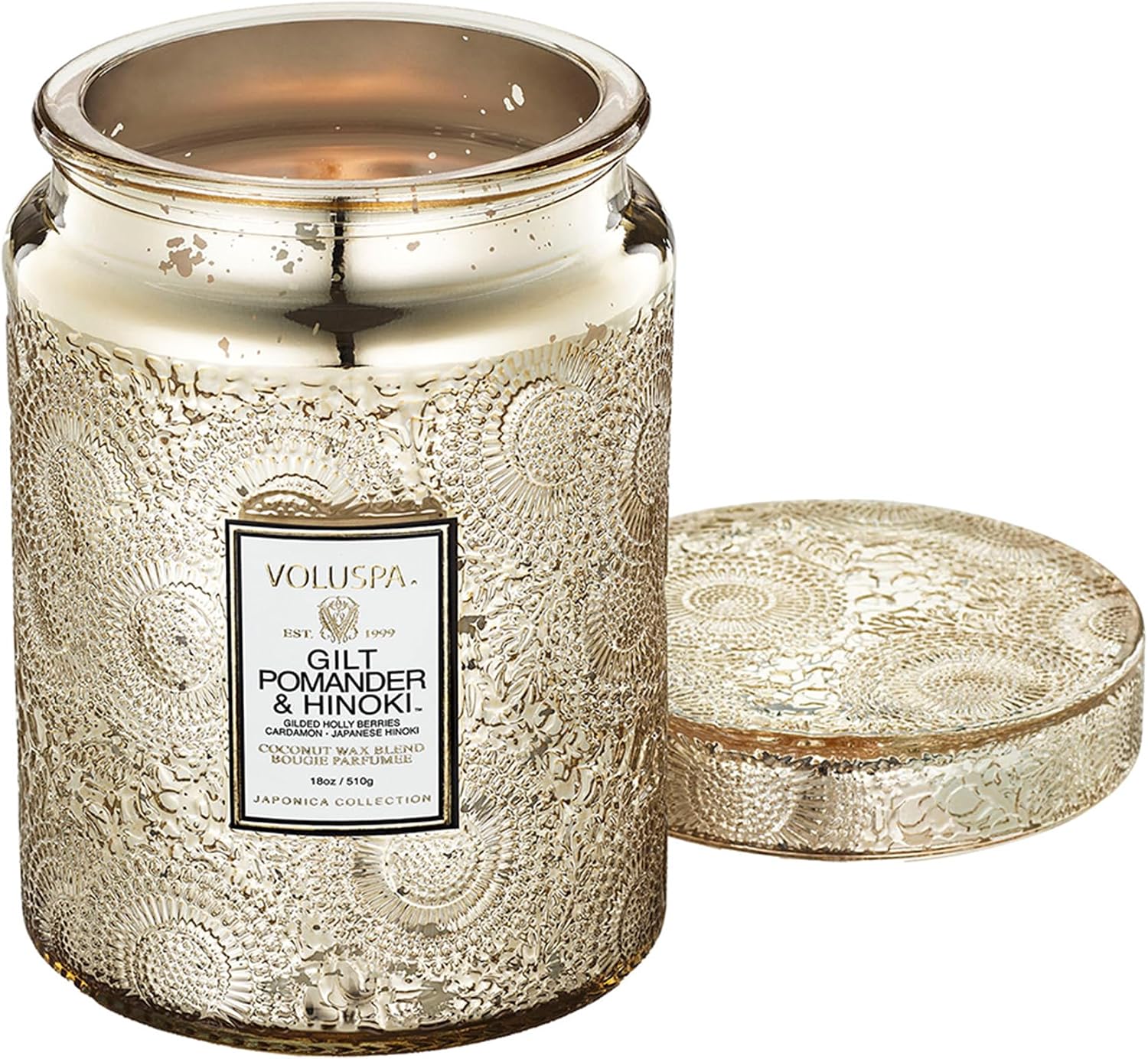 Voluspa French Cade Lavender Large Scented Candle Jar 18 Oz, 100 Hr Burn | Coconut Wax Blend in Decorative Glass, Clean Even Burn, USA Handcrafted Gift for Hosts, Fragrance Lovers & Relaxed Rooms