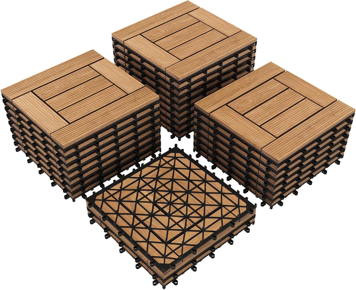 Topeakmart 27PCS Interlocking Deck Tiles 12x12 Patio Flooring, Brown