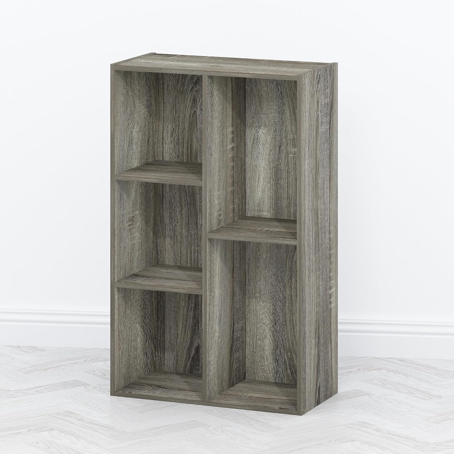 Furinno Moretti 3-Tier Metal Frame TV Stand, French Oak Grey