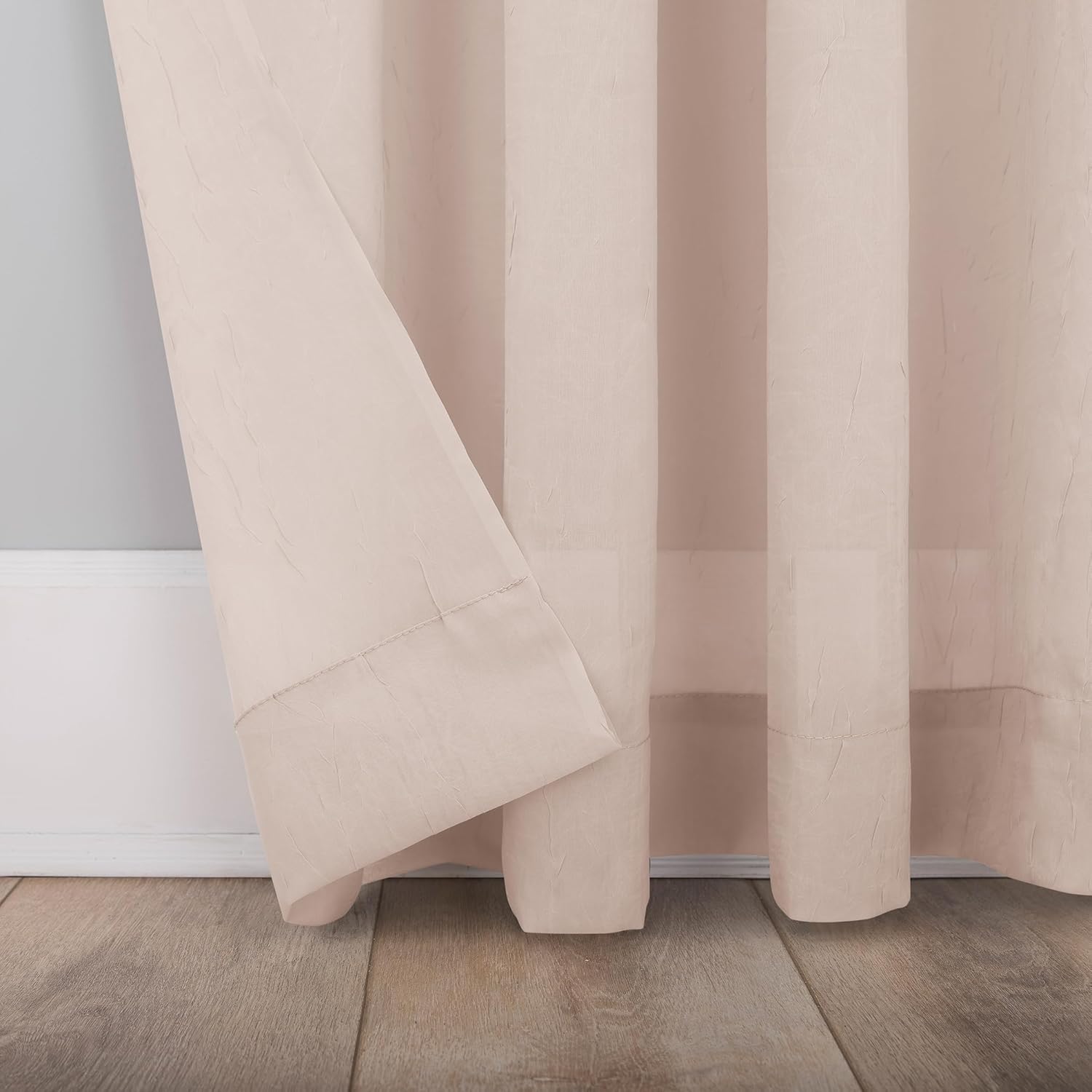 No. 918 Erica Crushed Sheer Voile Rod Pocket Curtain Panel, 51" x 108", Eggshell Off-White