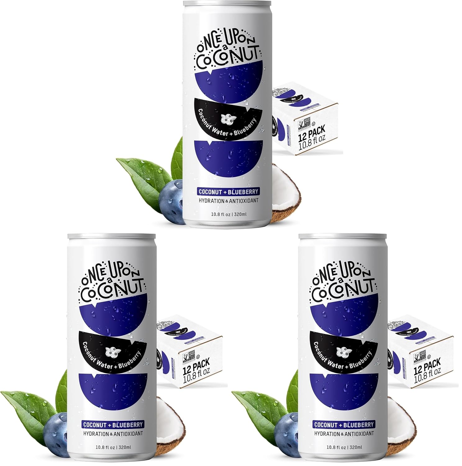 Once Upon a Coconut Premium Coconut Water - Low Calorie All-Natural Drink with Electrolytes - Non-GMO - Gluten-Free - 10.8 Fl Oz (Pack of 12)