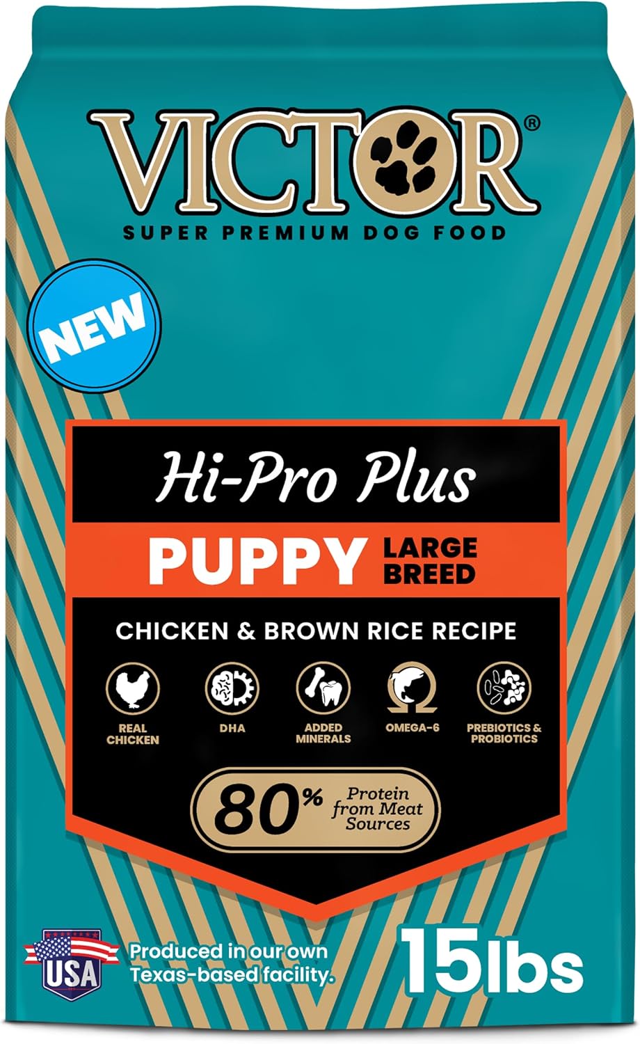 VICTOR Hi-Pro Plus Dry Dog Food - High Protein Gluten Free Dry Kibble, 5lb | Super Premium Dog Food, 30% Protein, Beef, Chicken, Pork and Fish Meals, For High Energy & Active Dogs & Puppies, 5lbs