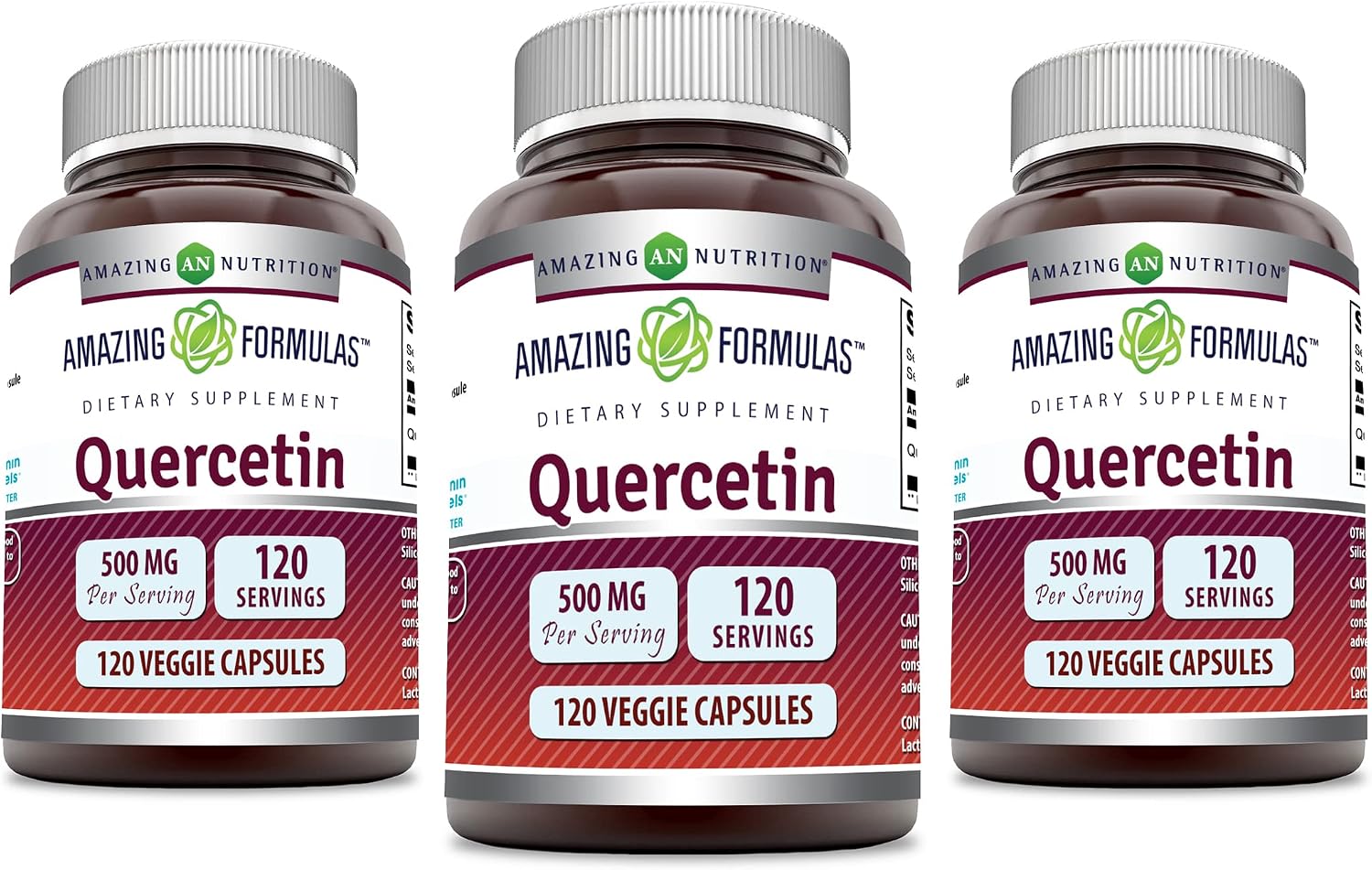 Amazing Formulas Quercetin 500mg 120 Veggie Capsules Supplement - Non-GMO - Gluten Free - Supports Overall Health & Well Being