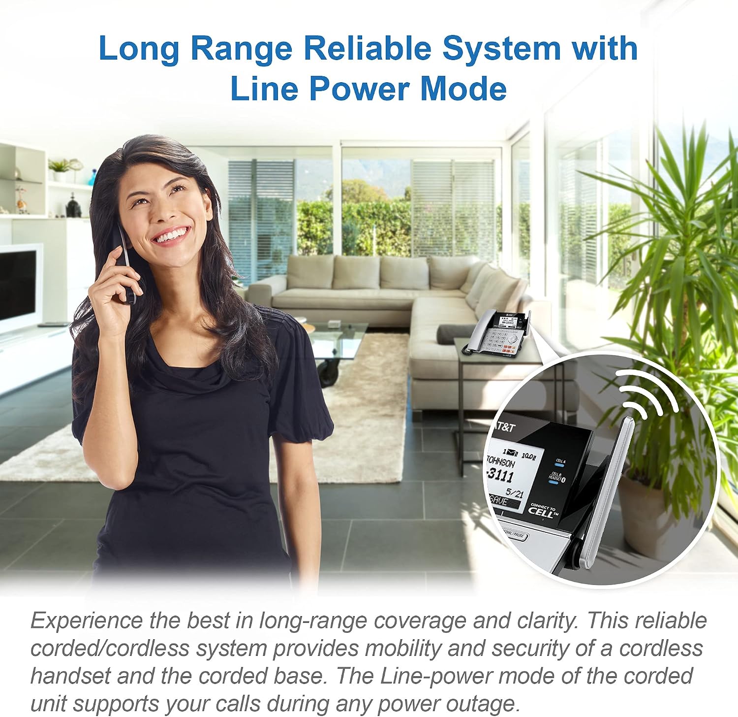AT&T TL86103 2-Line Corded/Cordless Phone System for Small Business with Answering Machine, Connect-to-Cell Bluetooth, Caller ID, Intercom, Long Range & Expandable to 12 Handsets (Silver/Black)