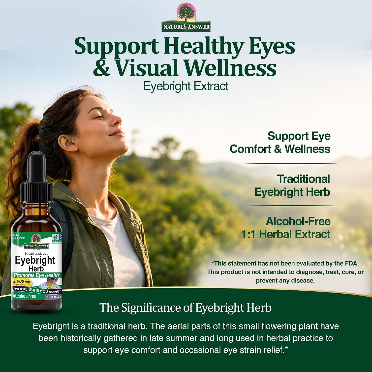 Nature's Answer Eyebright Herb | Supports Healthy Eyes & Vision | Non-GMO | Alcohol-Free, Gluten-Free, Kosher Certified