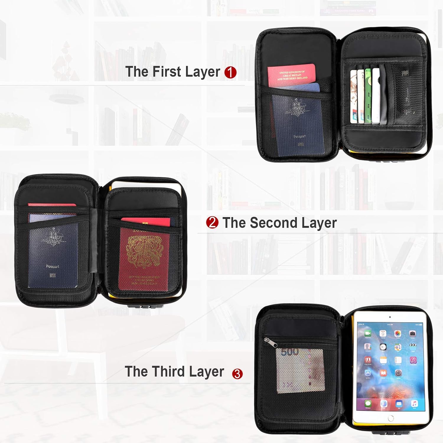 ENGPOW Small Fireproof Bag with Lock,Money Organizer Case,9”x 5.3”x 3.7”