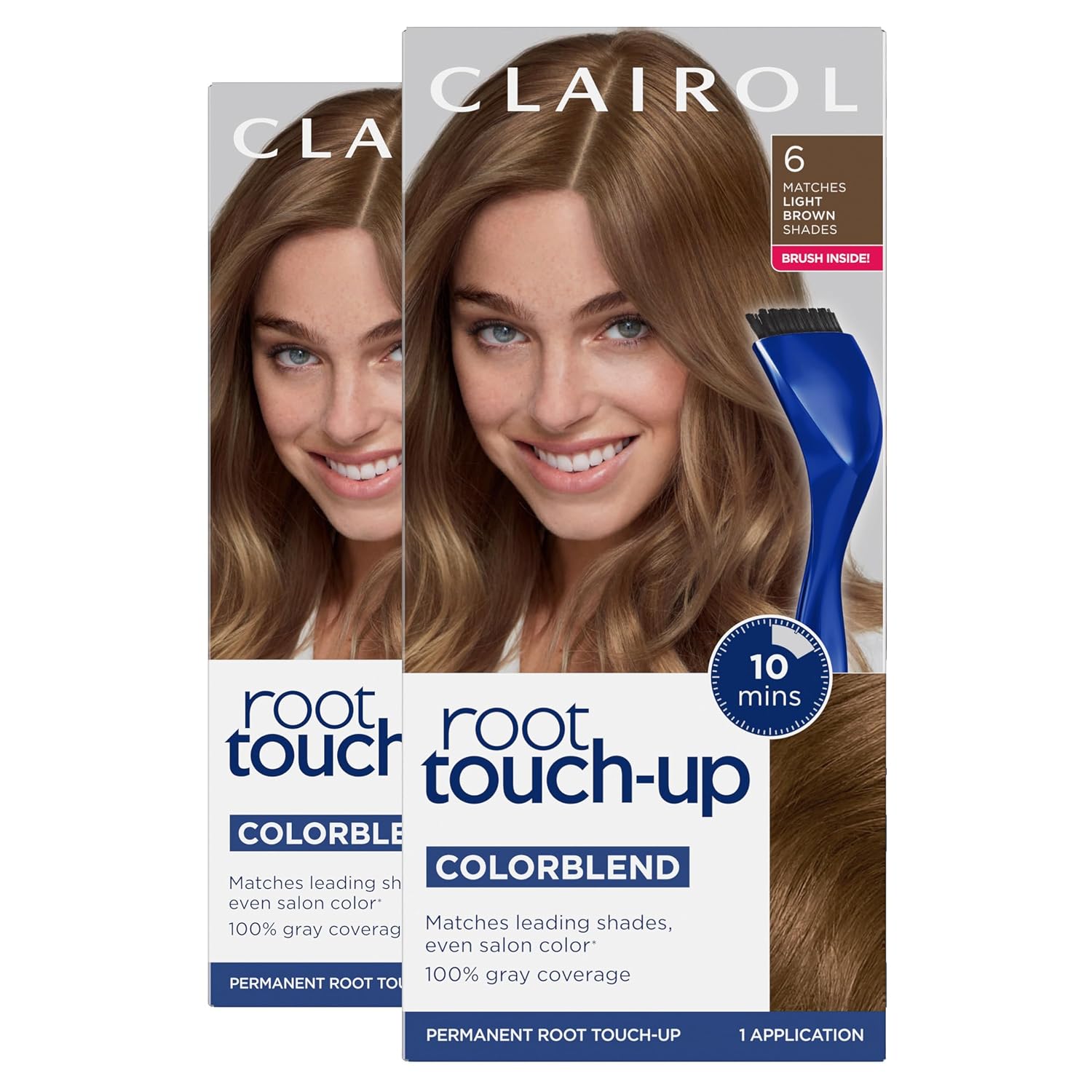 Clairol Root Touch Up Permanent Hair Dye, 6 Light Brown, Pack of 2