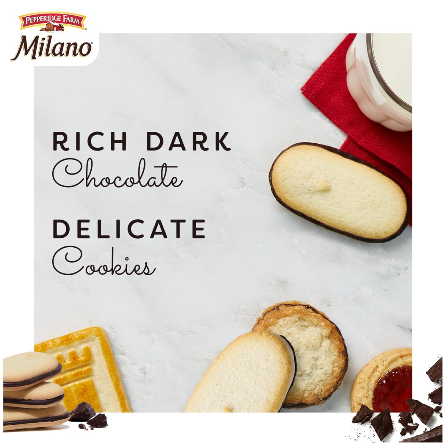 Pepperidge Farm Milano Cookies, Dark Chocolate, 20 Packs Tub, 2 Cookies Per Pack