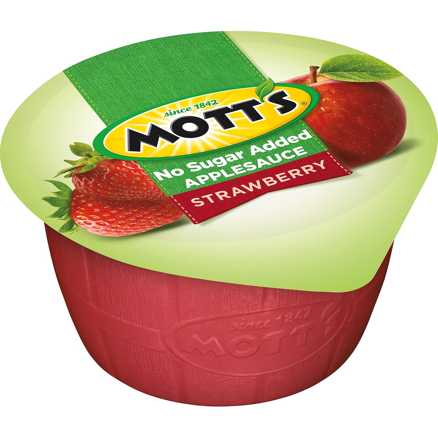 Mott's No Sugar Added Strawberry Applesauce, 3.9 Ounce Cup, 6 Count (Pack of 12)