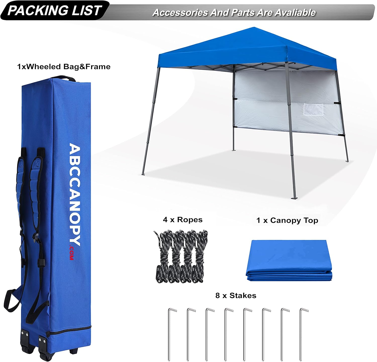 ABCCANOPY Outdoor Pop Up Canopy 10x10 Beach Camping Canopy with 1 Sun Wall, Bonus Backpack Bag, Stakes and Ropes, Sky Blue | Backpack Carry Bag, Stakes & Guy Ropes Included, Easy Setup; For Beach, Camping, Backyard