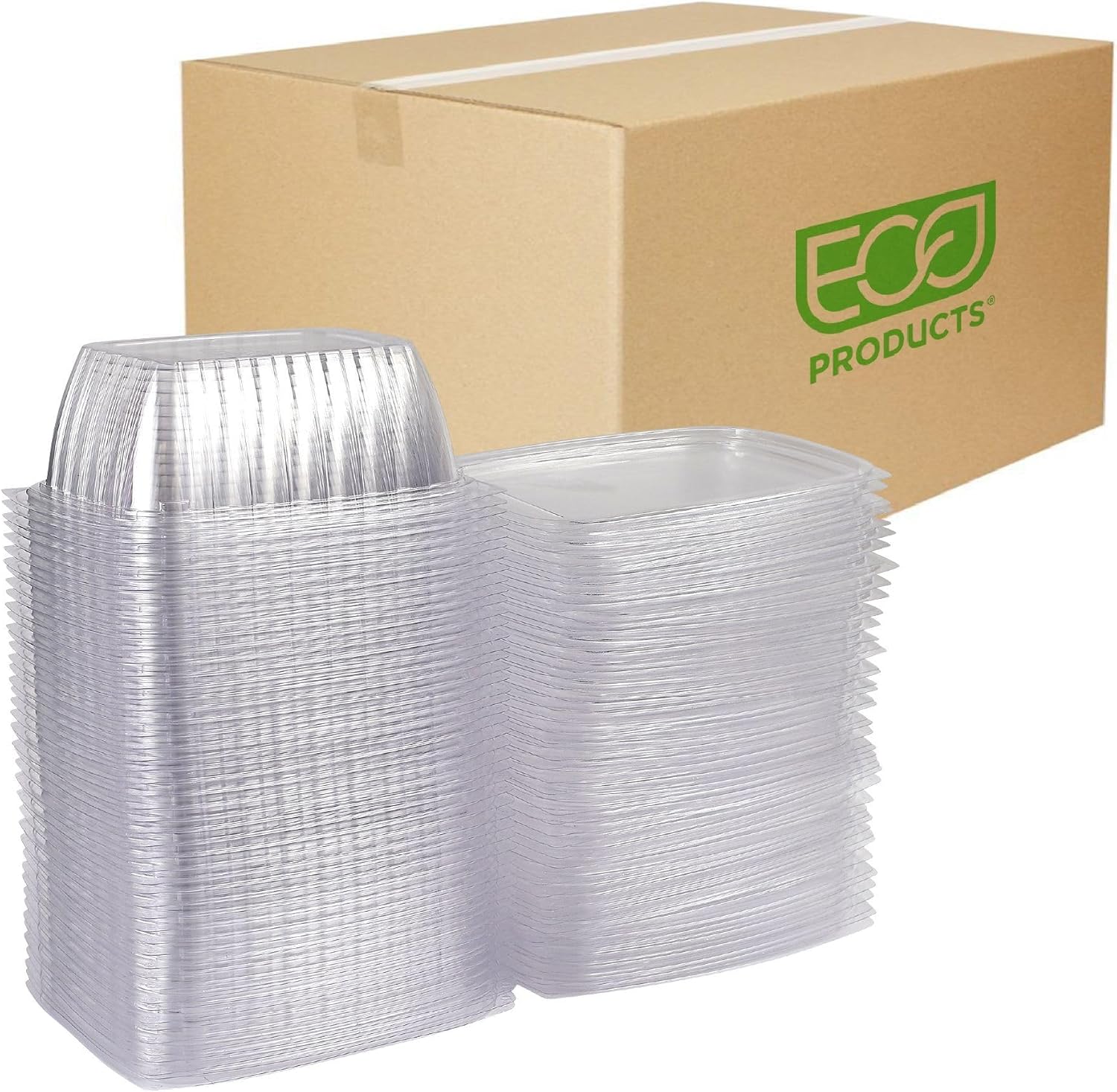 Eco-Products EPRC32 Renewable & Compostable Rectangular Deli Containers - 32oz., 50 Per Pack (Case of 4 Packs), clear