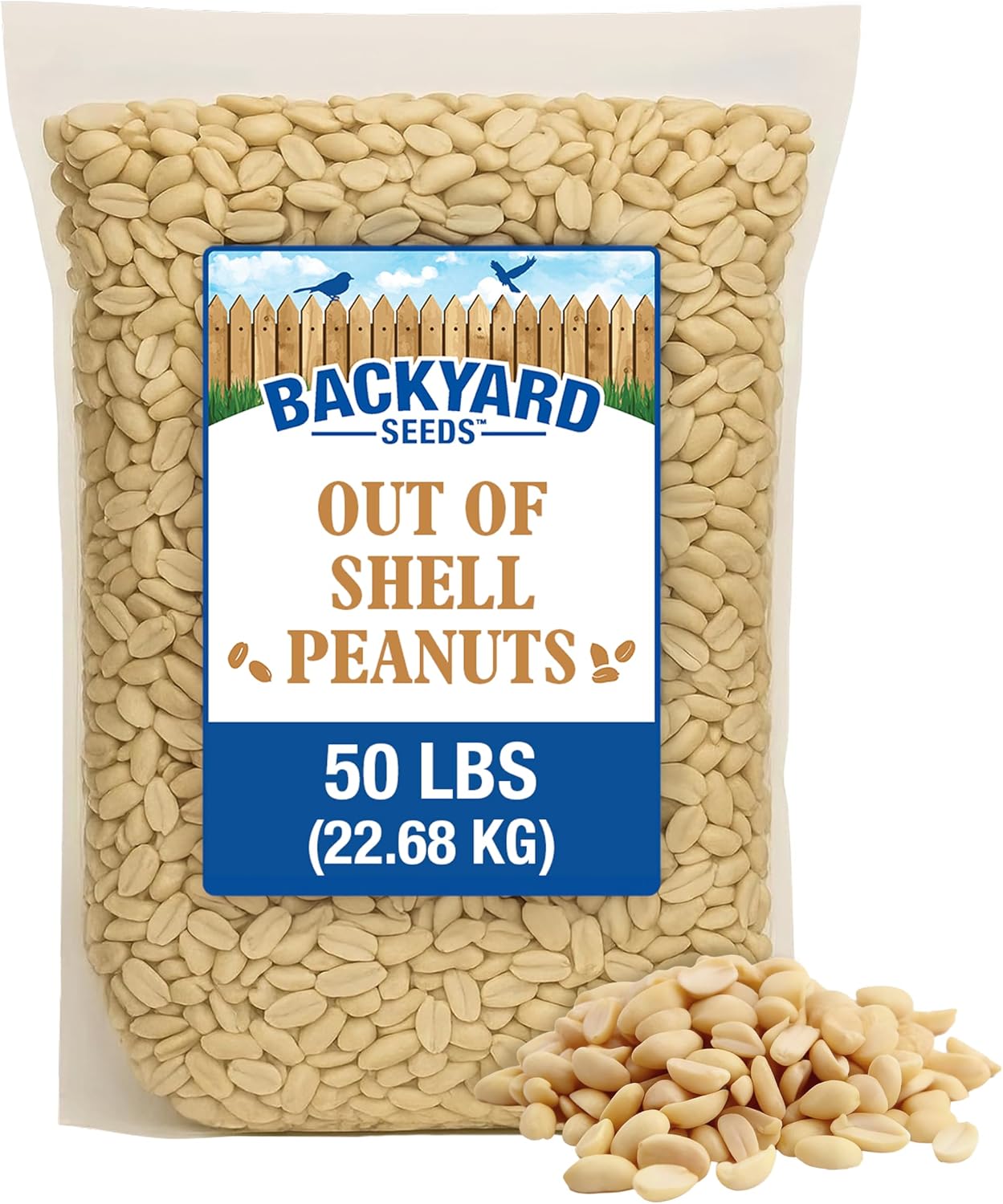 CountryMax Backyard Seeds Shelled Whole Peanuts for Woodpeckers, Birds, Squirrels & Wildlife – Premium Wild Animal Food, 10 lbs Bag