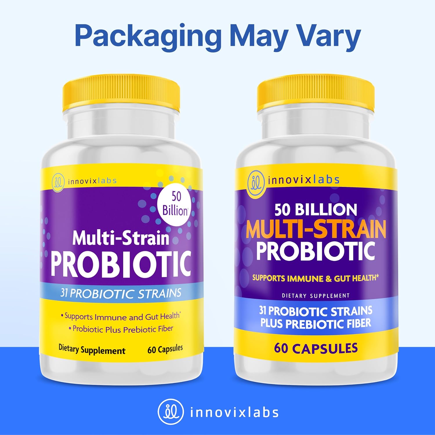 InnovixLabs Multi Strain Probiotics for Women & Men (60 Capsules) | Helps Supports Immune & Gut Health, 31 Probiotic Strains + Prebiotic Fiber