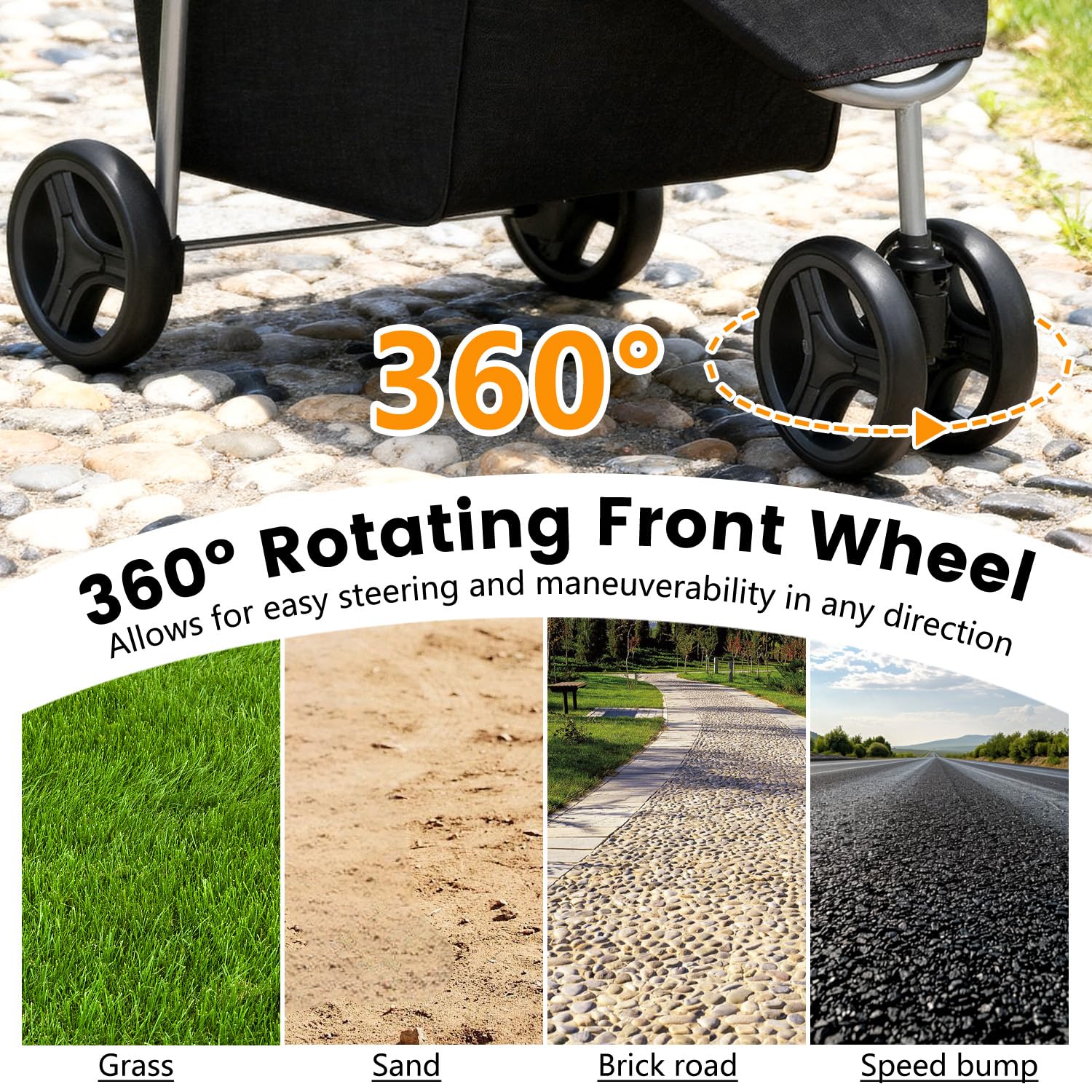 BestPet | 3-Wheel Pet Stroller | Dog and Cat Stroller | Breathable Mesh | Lightweight Travel Carrier | Waterproof & Foldable Design | Storage Basket | Black | for Daily Walks & Outdoor Use | Breathable Mesh | Lightweight, Waterproof Travel Carrier with C…