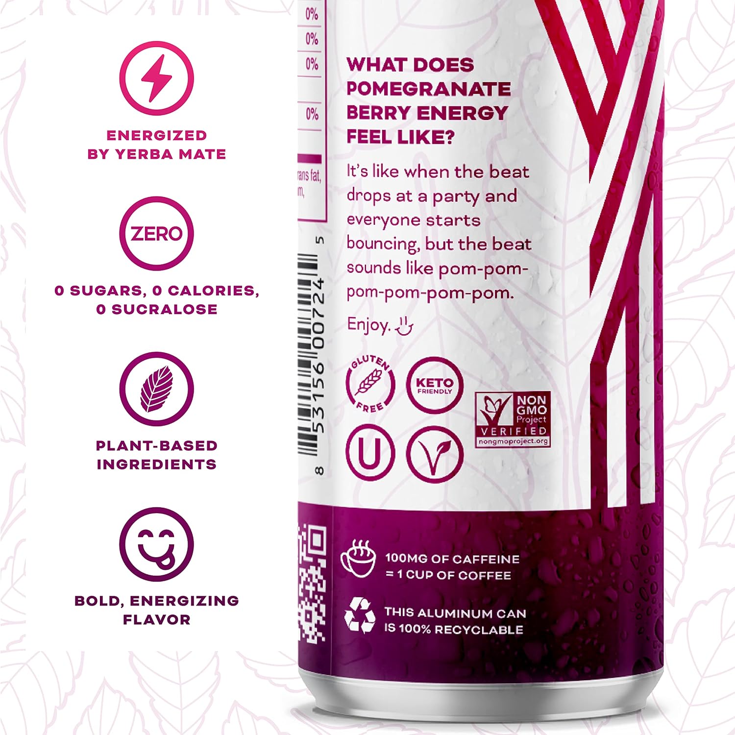 Yerbaé Energy Seltzer - Variety Performance Pack. No Sugar/Calories/Carbs. Energized by Yerba Mate Naturally Caffeinated Plant-Based, Healthy Alternative to Coffee/Sugary Sodas, Pack of 12, 12oz cans