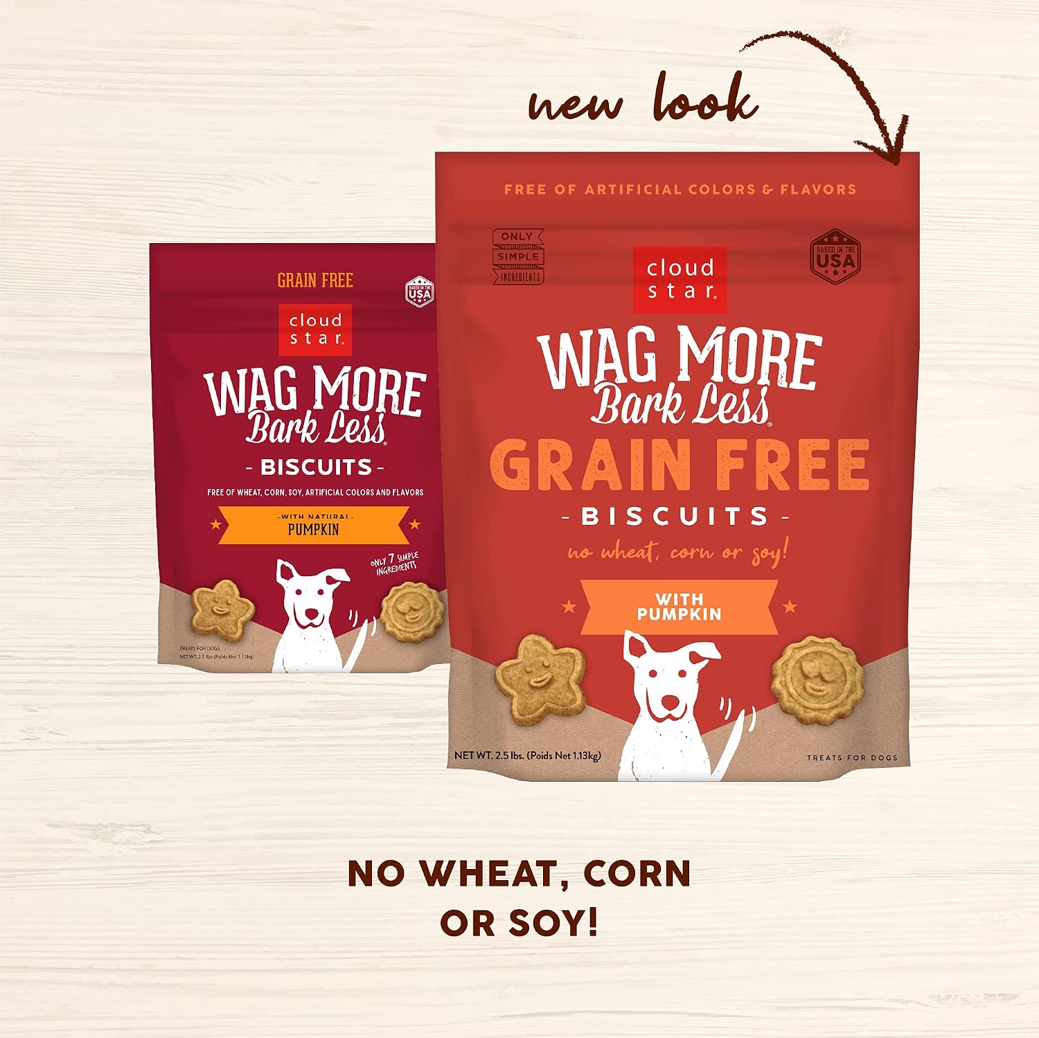 Cloud Star Wag More Bark Less - Dog Treats - Crunchy Biscuits - Grain Free Pumpkin - 2.5 lb Pouch