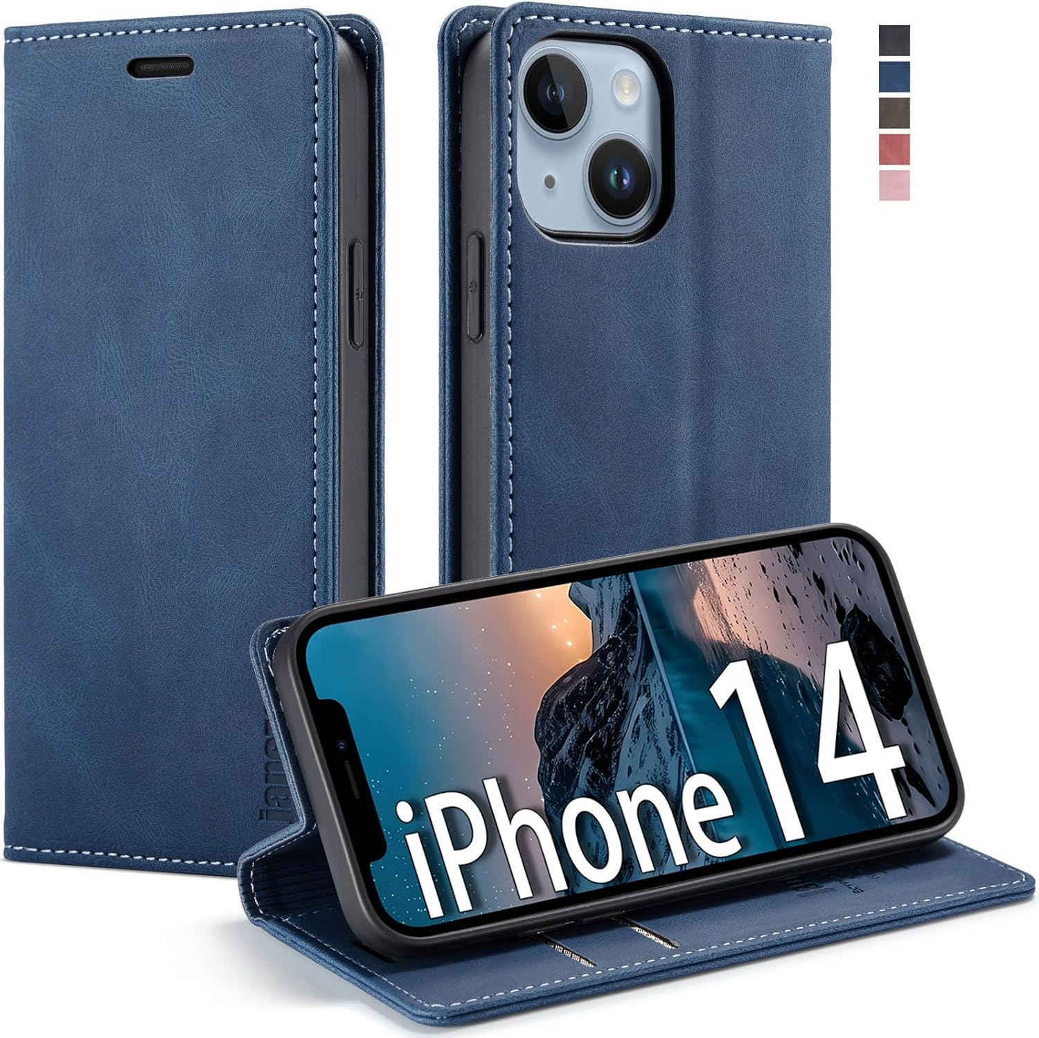 japezop iPhone 12 Mini Wallet Case with [RFID Blocking],Blue