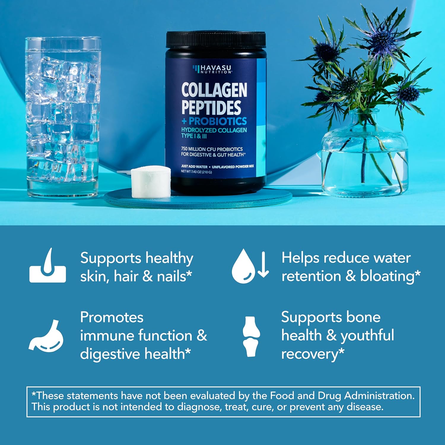 Collagen Peptides Powder with Probiotics, Unflavored, Hair, Skin & Nails