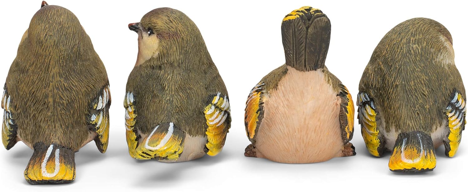 RAZ Imports Striped Wing Bird 2.5 x 2.25 inch Resin Decorative Tabletop Figurine Set of 4