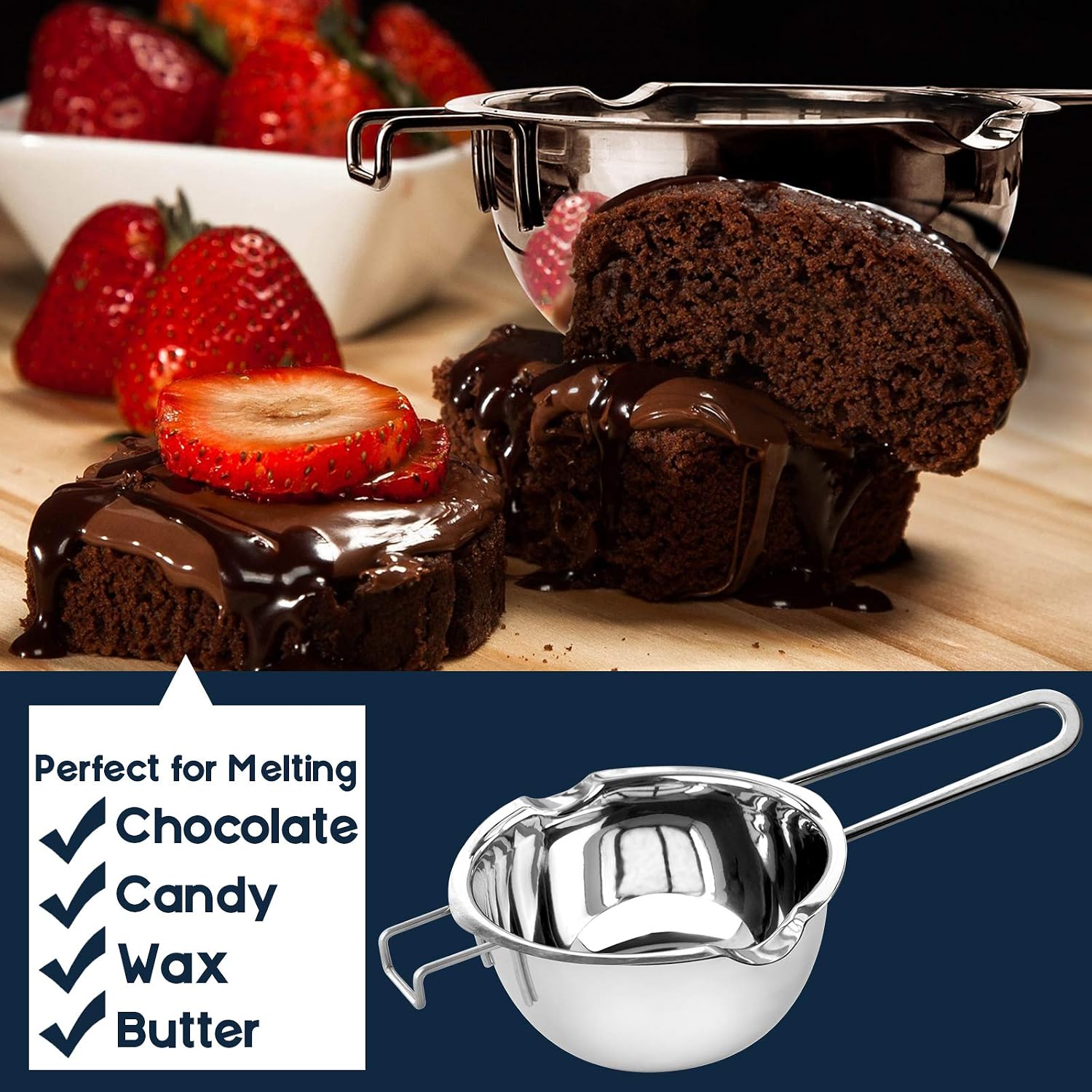 1QT Double Boiler Chocolate/Wax/Candy Melting Pot with Silicone Spatula