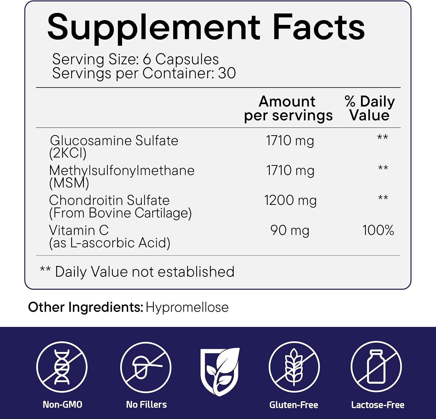 FürstenMED® Glucosamine 1710mg + Chondroitin 1200mg + MSM 1710mg + Vitamin C, High-dose Supplement 4-in-1 Complex 180 Capsules for Joint Health
