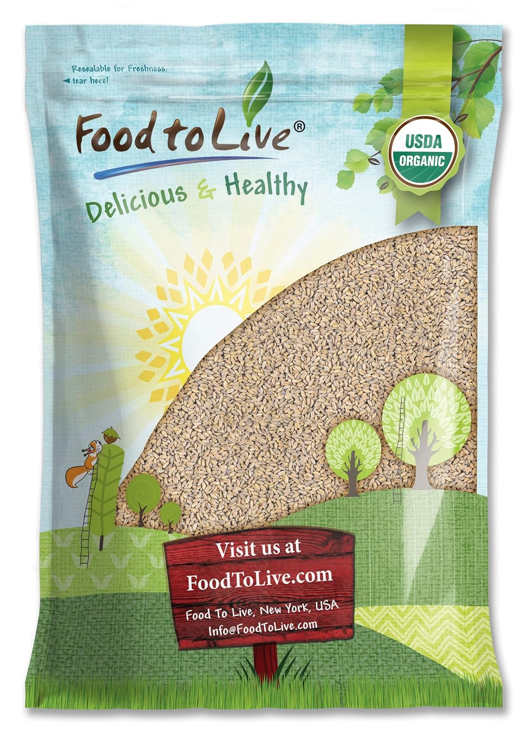 Food to Live Organic Spelt Berries, 3 Pounds - Non-GMO, Whole Grain, Non-Irradiated, Vegan Superfood, Bulk, Product of the USA