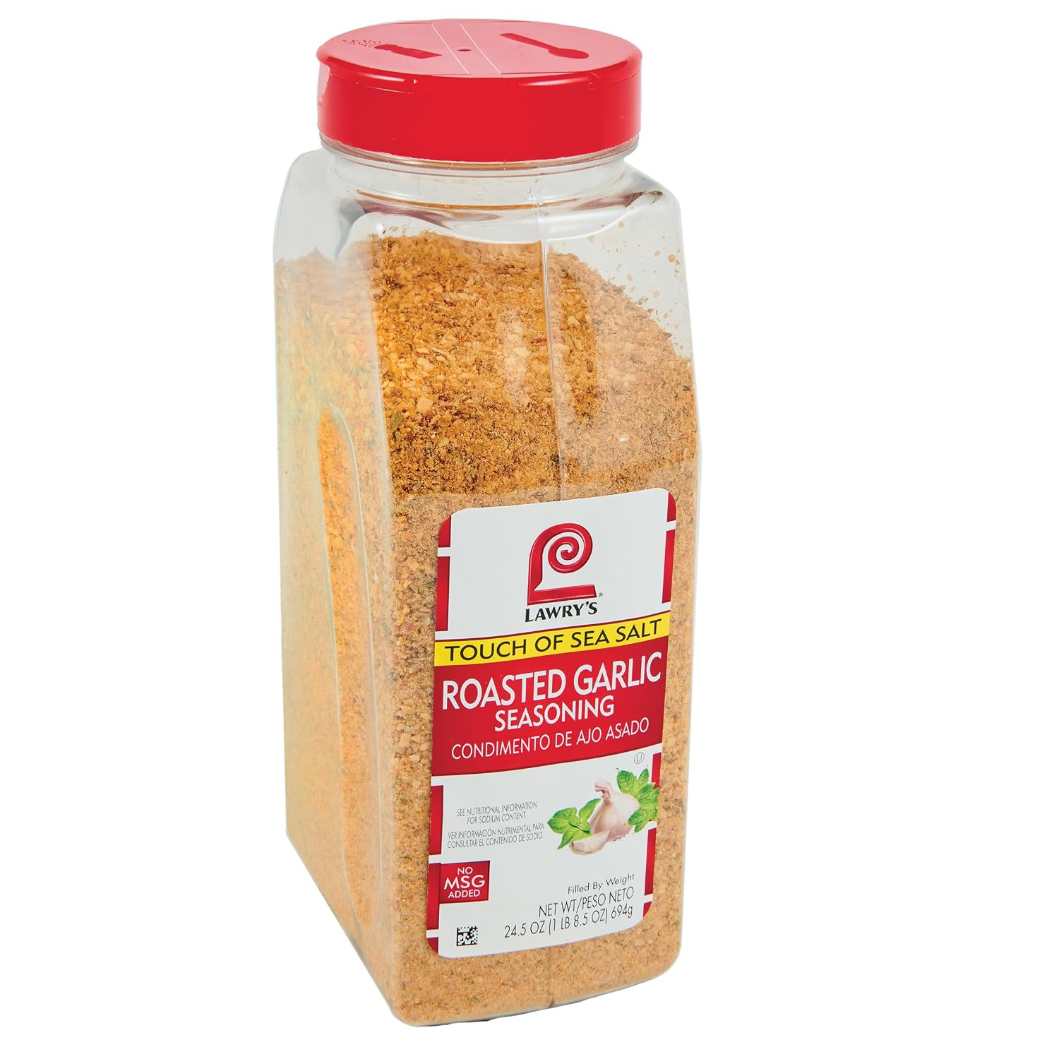 Lawry's Roasted Garlic Seasoning with a Touch of Sea Salt, 24.5 oz - One 24.5 Ounce Container of Low Sodium Roasted Garlic Seasoning