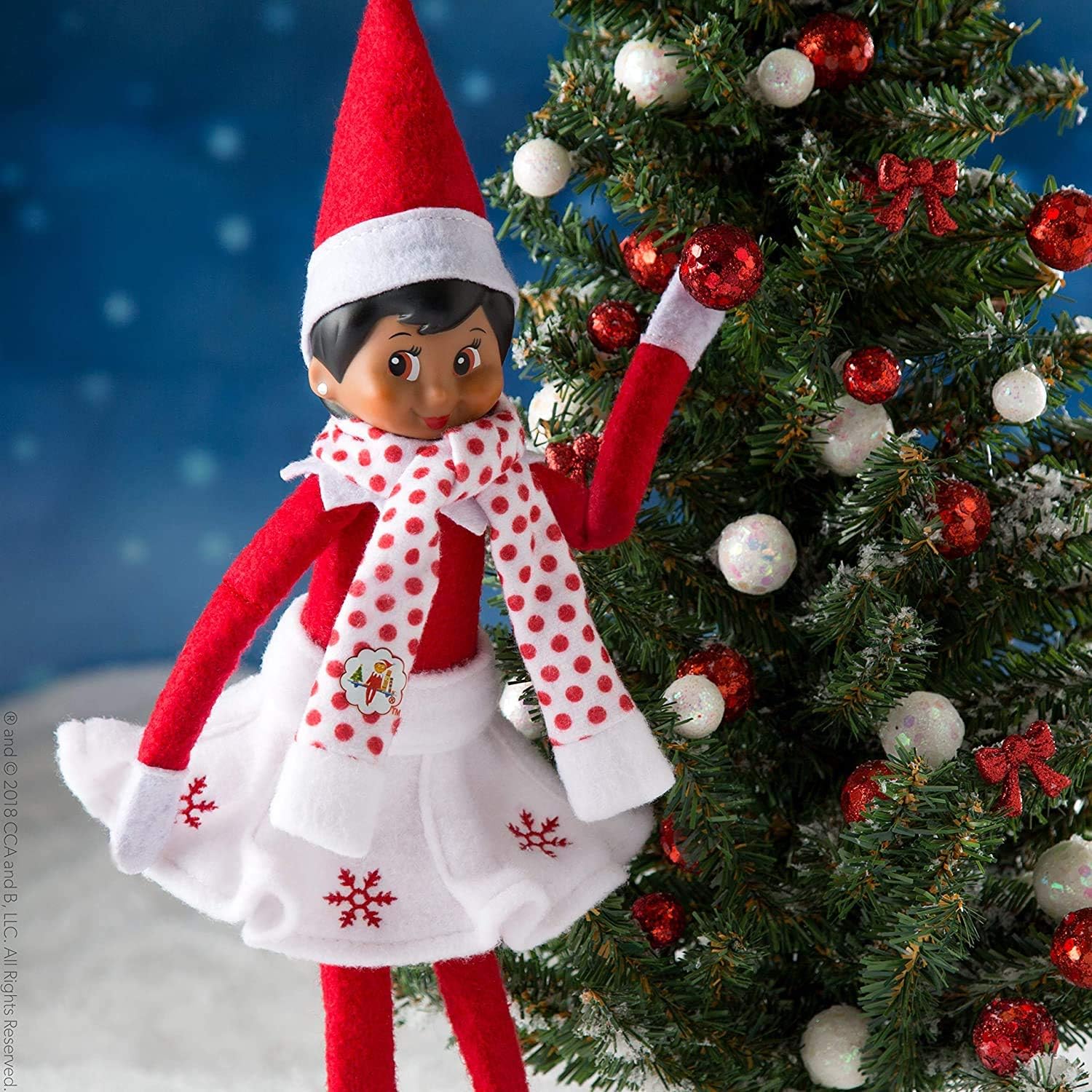 The Elf on the Shelf: A Christmas Tradition Girl Scout Elf (Brown Eyed) with Claus Couture Collection Snowflake Skirt & Scarf Outfit