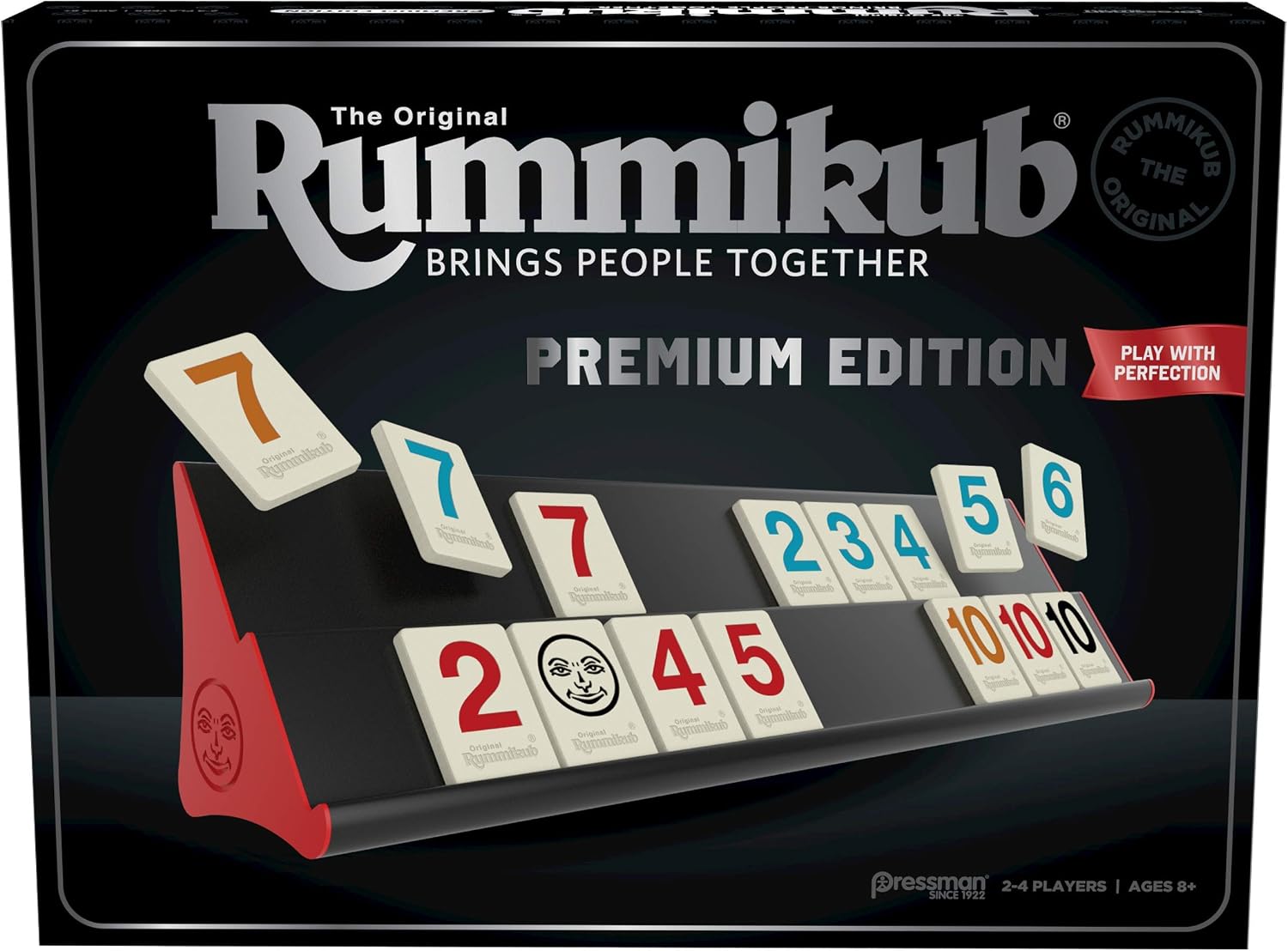 Rummikub Premium Edition by Pressman - Features Racks - Large Number Engraved Tiles and a Storage Bag for The Ultimate Rummikub Experience by Pressman