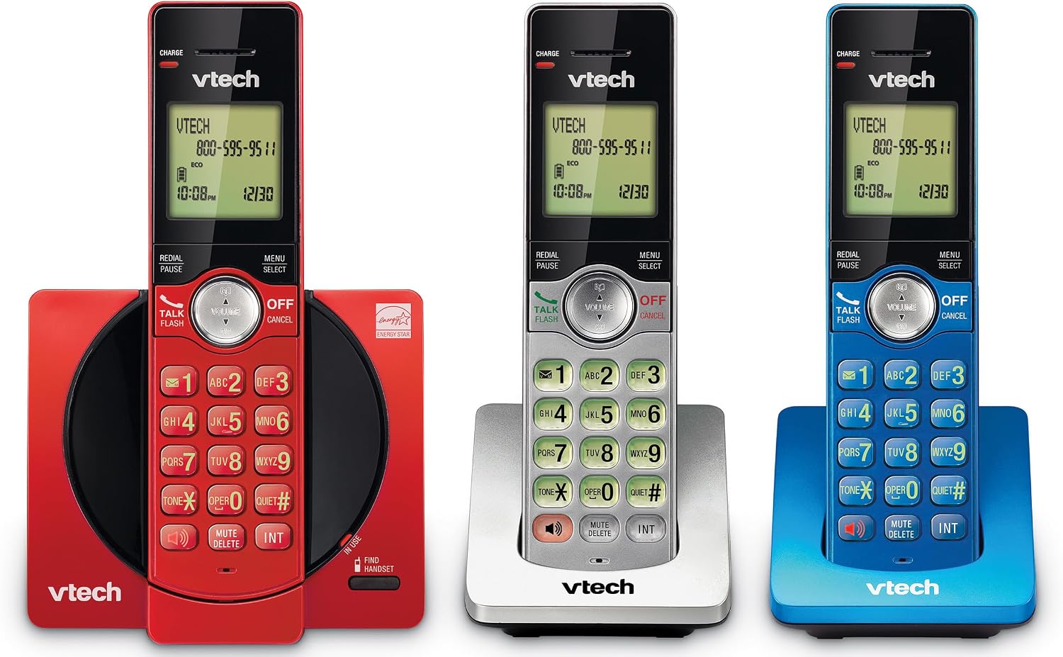 VTech CS6919-16 DECT 6.0 Cordless Phone, Red - Caller ID/Call Waiting (Stores 30 Calls), Backlit Keypad & Display, Full Duplex Handset Speakerphone, Wall Mountable