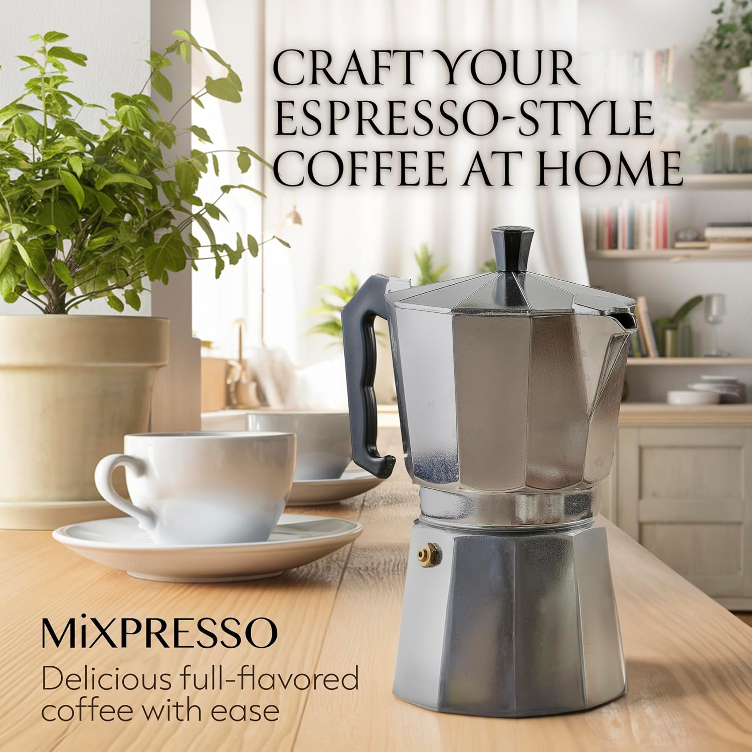 Mixpresso 3 Cup Moka Pot Stovetop Espresso Maker, Italian Cuban Coffee Pot