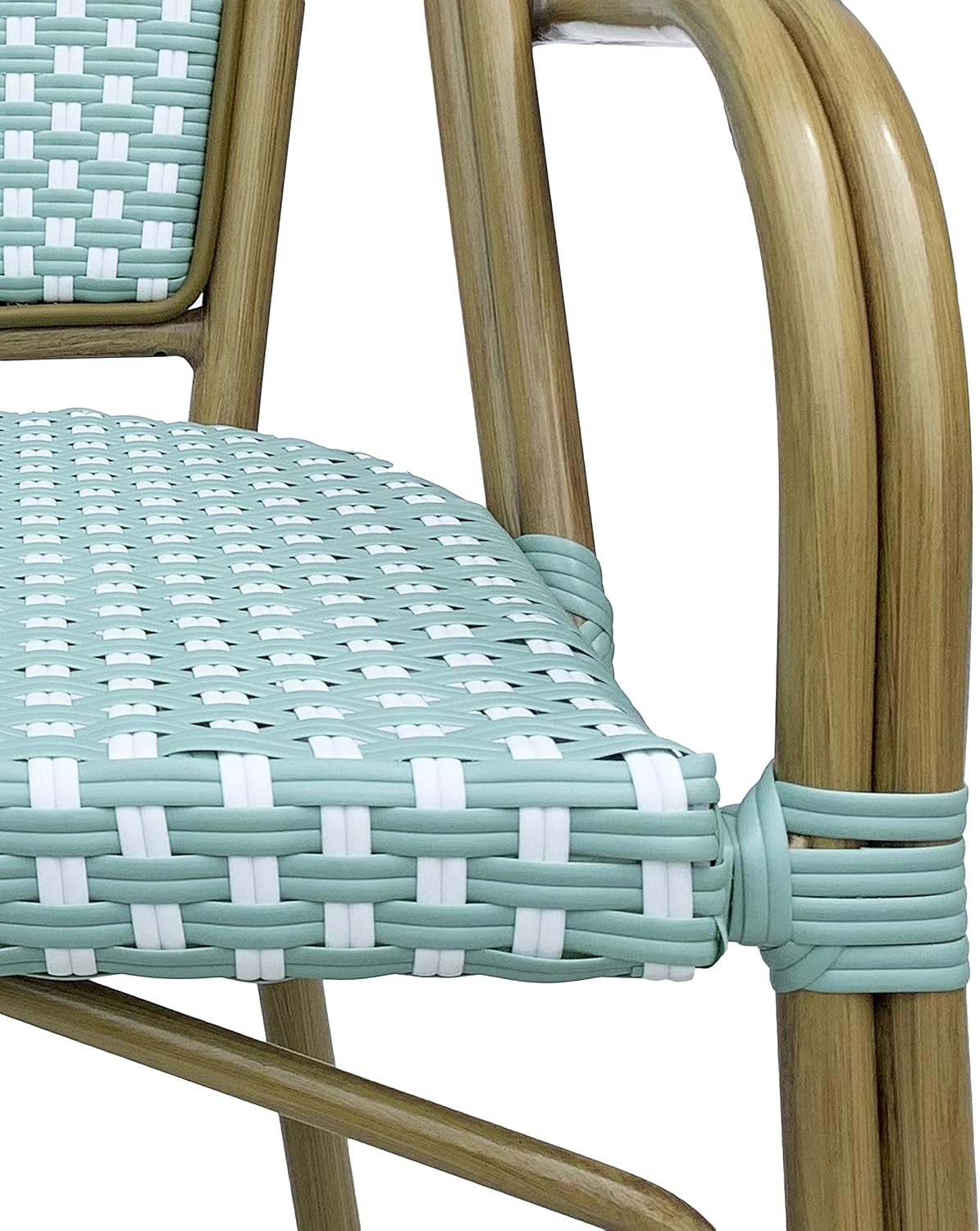 Christopher Knight Home Anastasia Outdoor French Bistro Chair (Set of 2), Black + White + Bamboo Print Finish